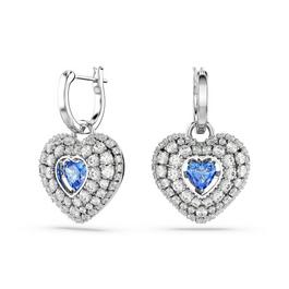 Swarovski Idyllia Drop Earrings, Heart, Blue, Rhodium Plated