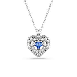 Swarovski Idyllia Pendant, Heart, Blue, Rhodium Plated
