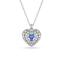 Swarovski Idyllia Pendant, Heart, Blue, Rhodium Plated