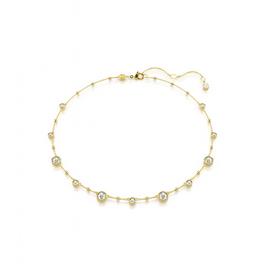Swarovski Imber Necklace, Round Cut, Scattered Design, White, Gold-Tone Plated