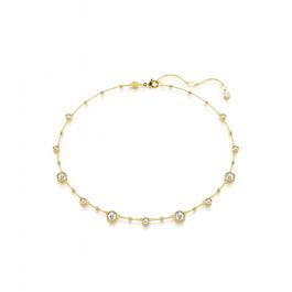 Swarovski Imber Necklace, Round Cut, Scattered Design, White, Gold Tone Plated