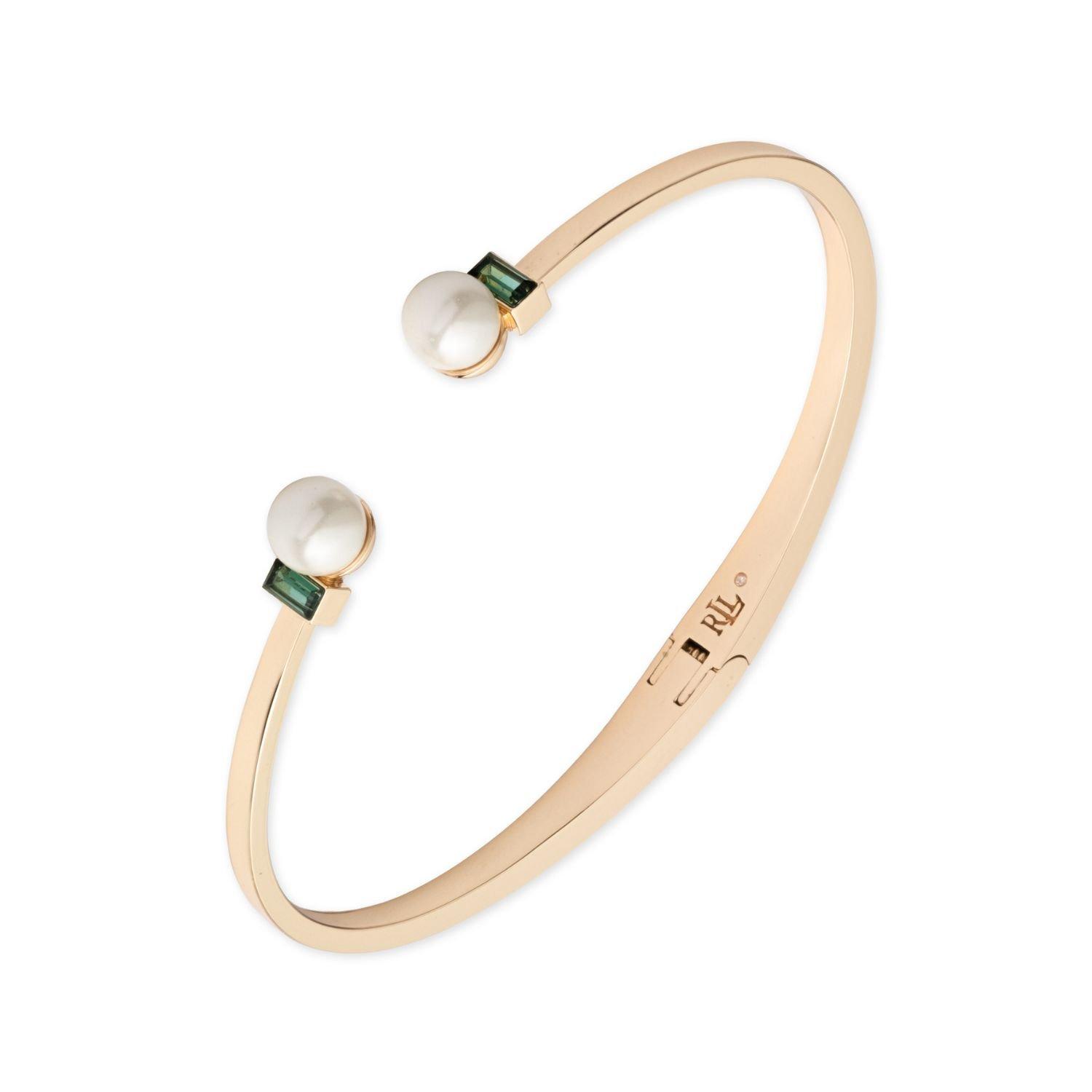 GLD - Lauren Ralph Lauren - Lauren Ralph Lauren Gold & Erinite Faux Pearl Cuff Bangle - 1