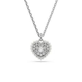 Swarovski Idyllia pendant, Heart, White, Rhodium plated