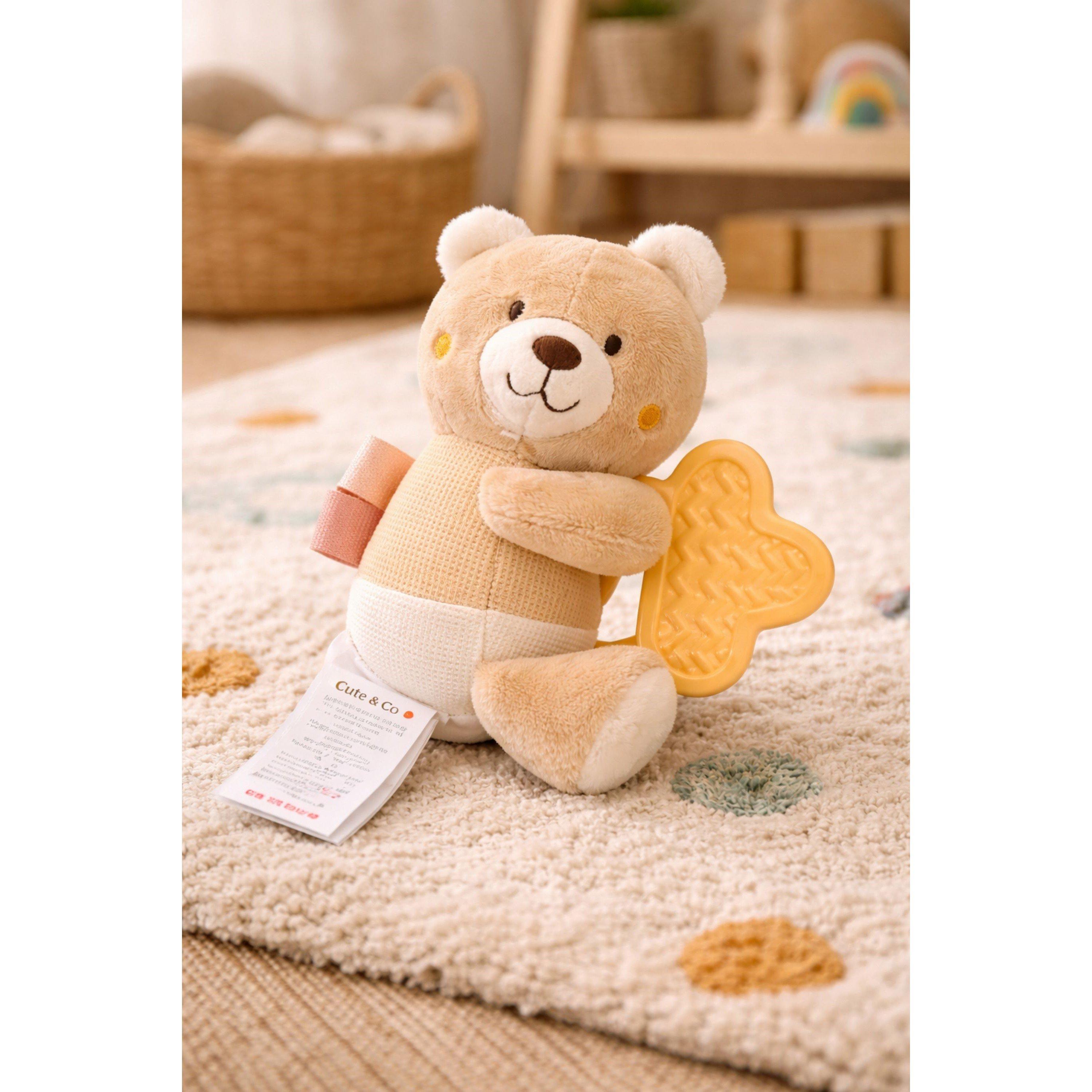 Taupe - Cute and Co - Cute & Co Baby Bear Soft Toy with Large Teether - 5