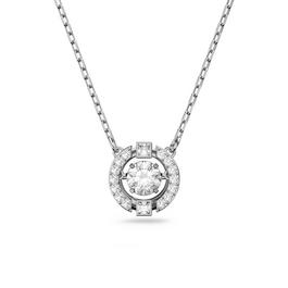 Swarovski Una necklace, Round cut, White, Rhodium plated