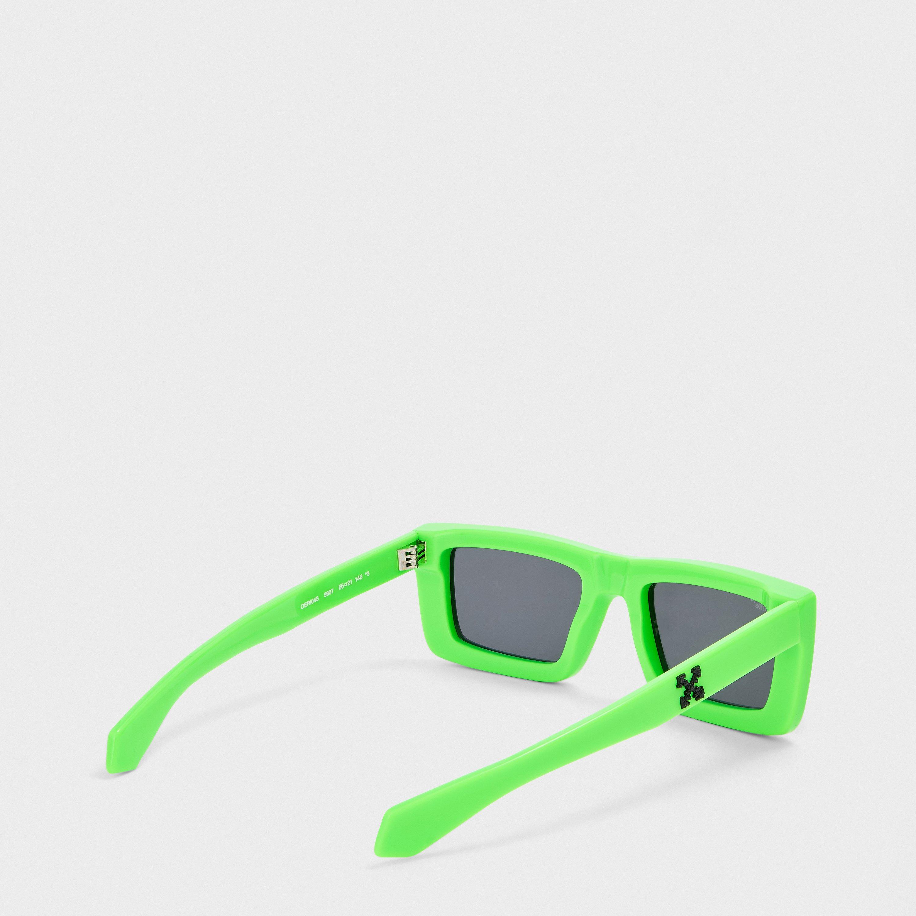 Green/Dark Grey - Off White - Unisex Square Sunglasses, Square Design - 2