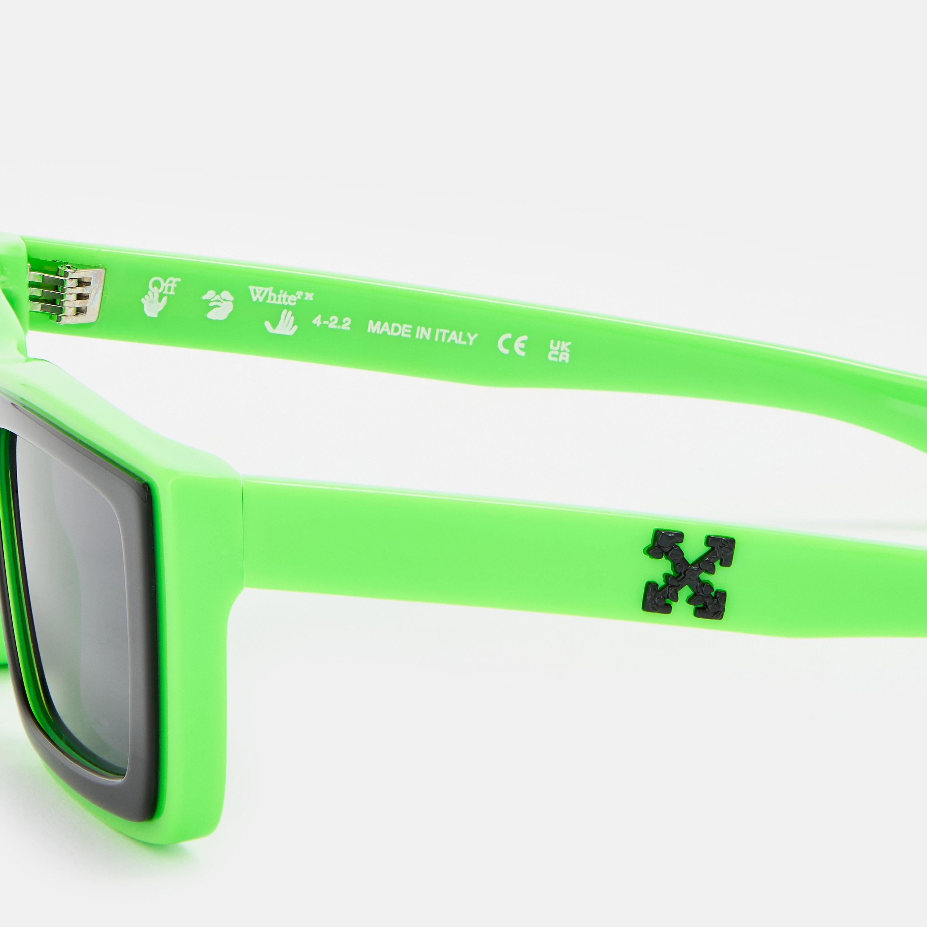 Green/Dark Grey - Off White - Unisex Square Sunglasses, Square Design - 3