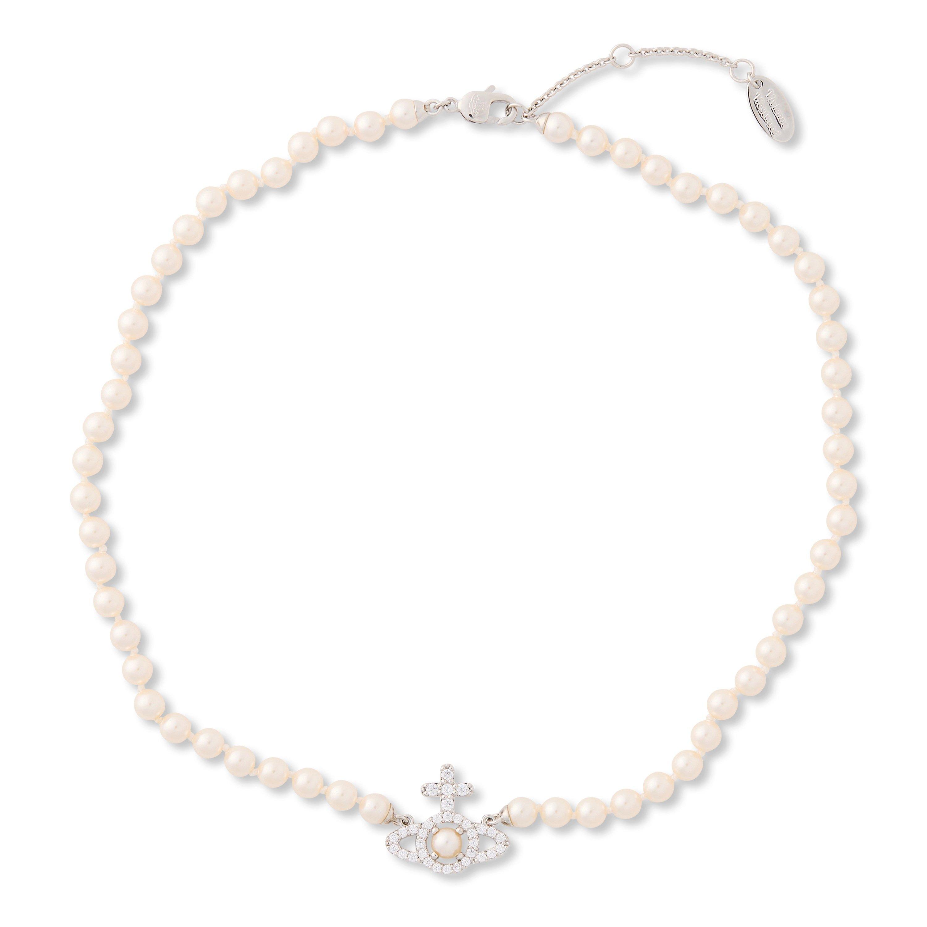 Plat/Wht P373 - Vivienne Westwood - Women's Olympia Pearl Necklace - 2