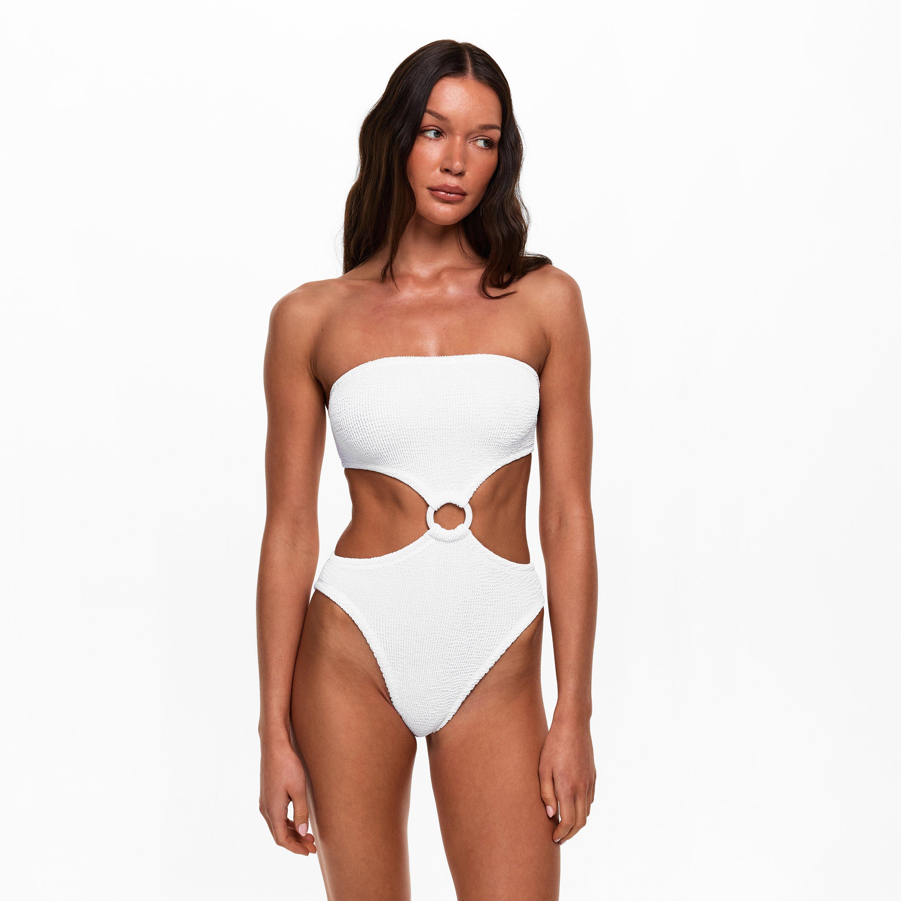  White - Hunza G - Women's Jerry Swim Hoop Earrings - 3