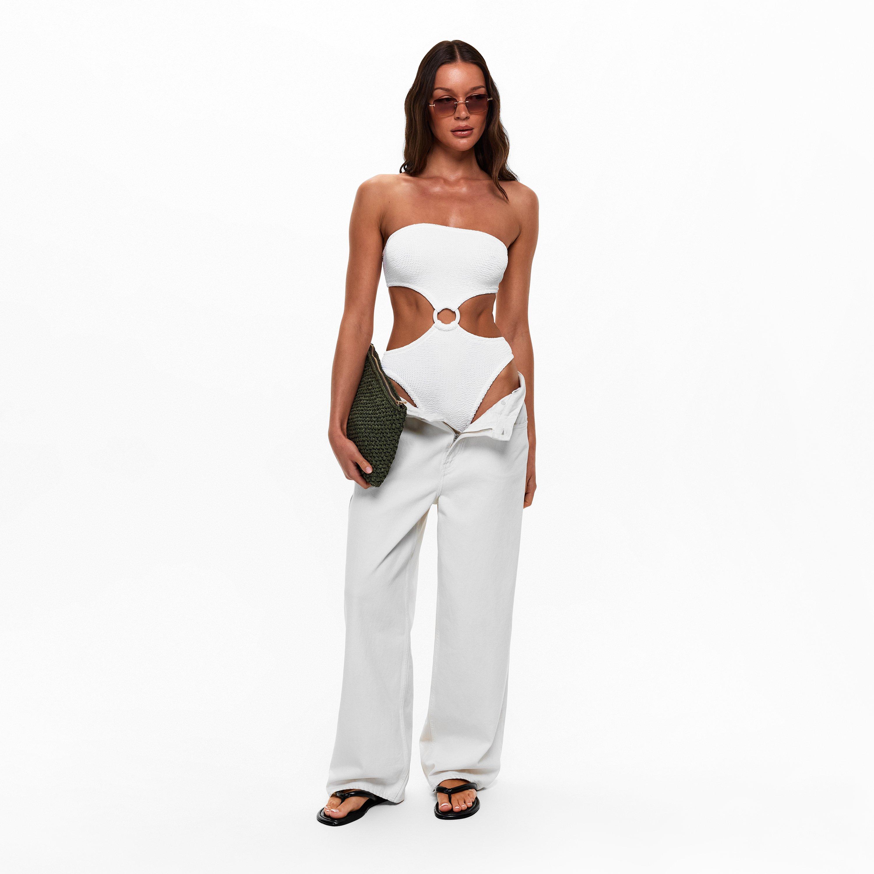  White - Hunza G - Women's Jerry Swim Hoop Earrings - 5
