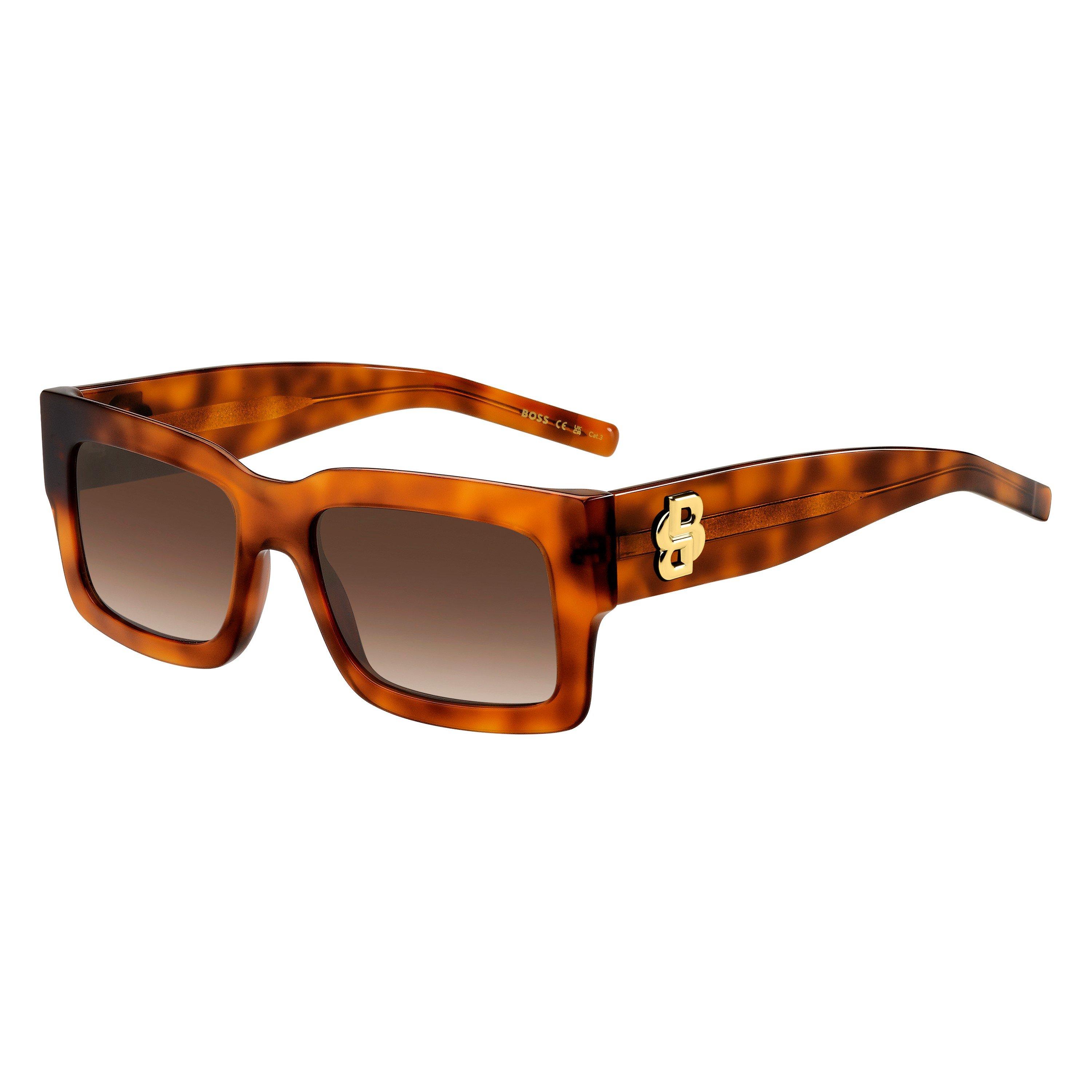 Boss Women's Rectangular Round Sunglasses - Havana - 54 cm