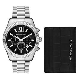 Michael Kors Lexington Chronograph Stainless Steel Watch and Card Case Gift Set MK1091SET