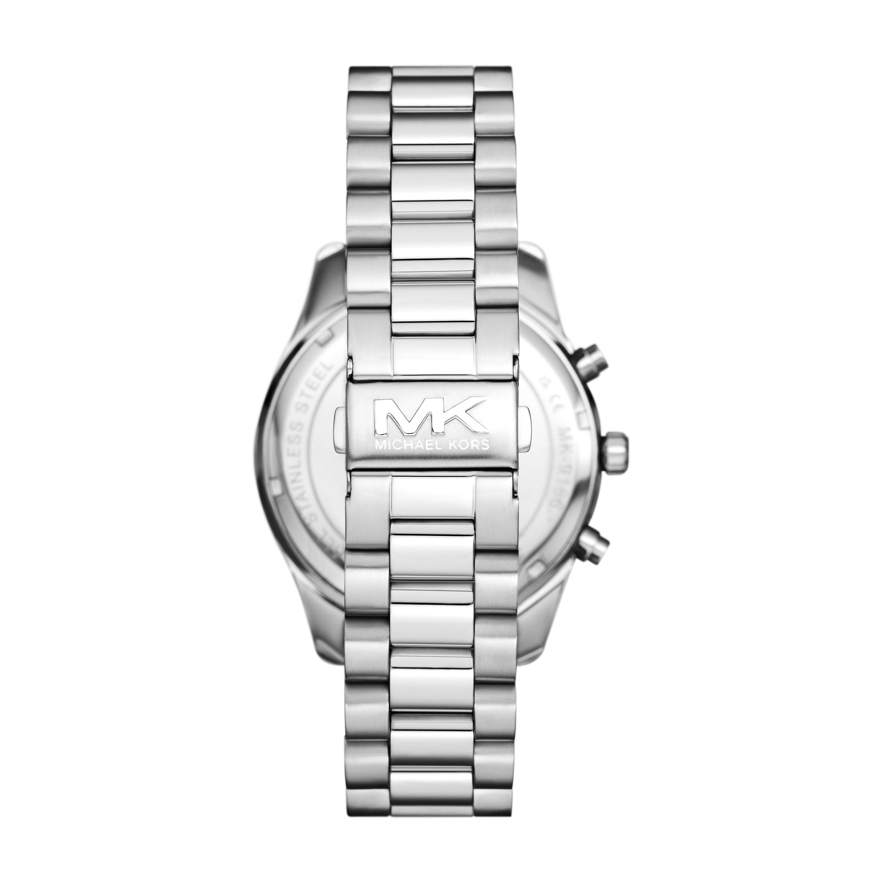Silver - Michael Kors - Michael Kors Lexington Chronograph Stainless Steel Watch and Card Case Gift Set MK1091SET - 4