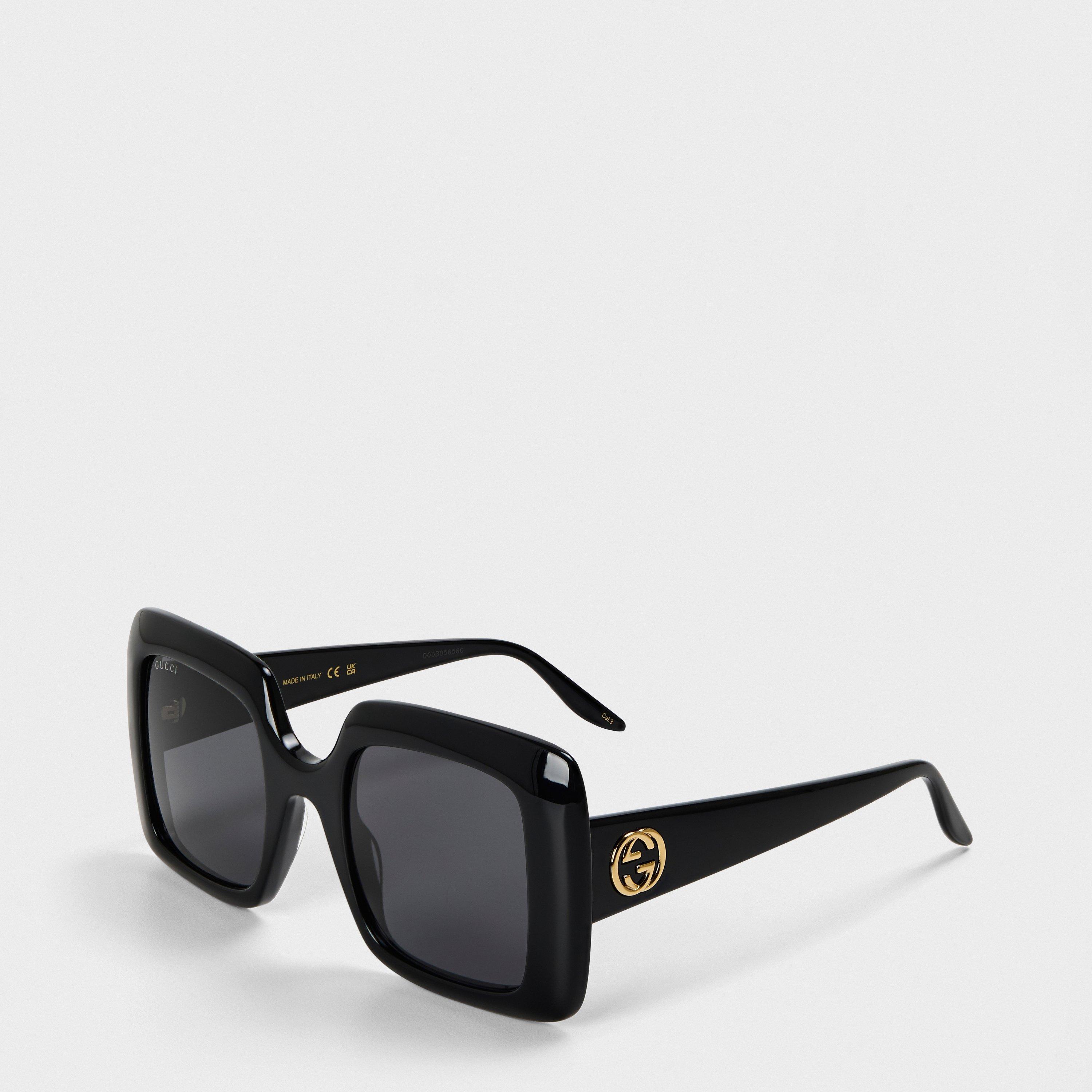 Black/Grey - Gucci - Women's Acetate Square Sunglasses - 1