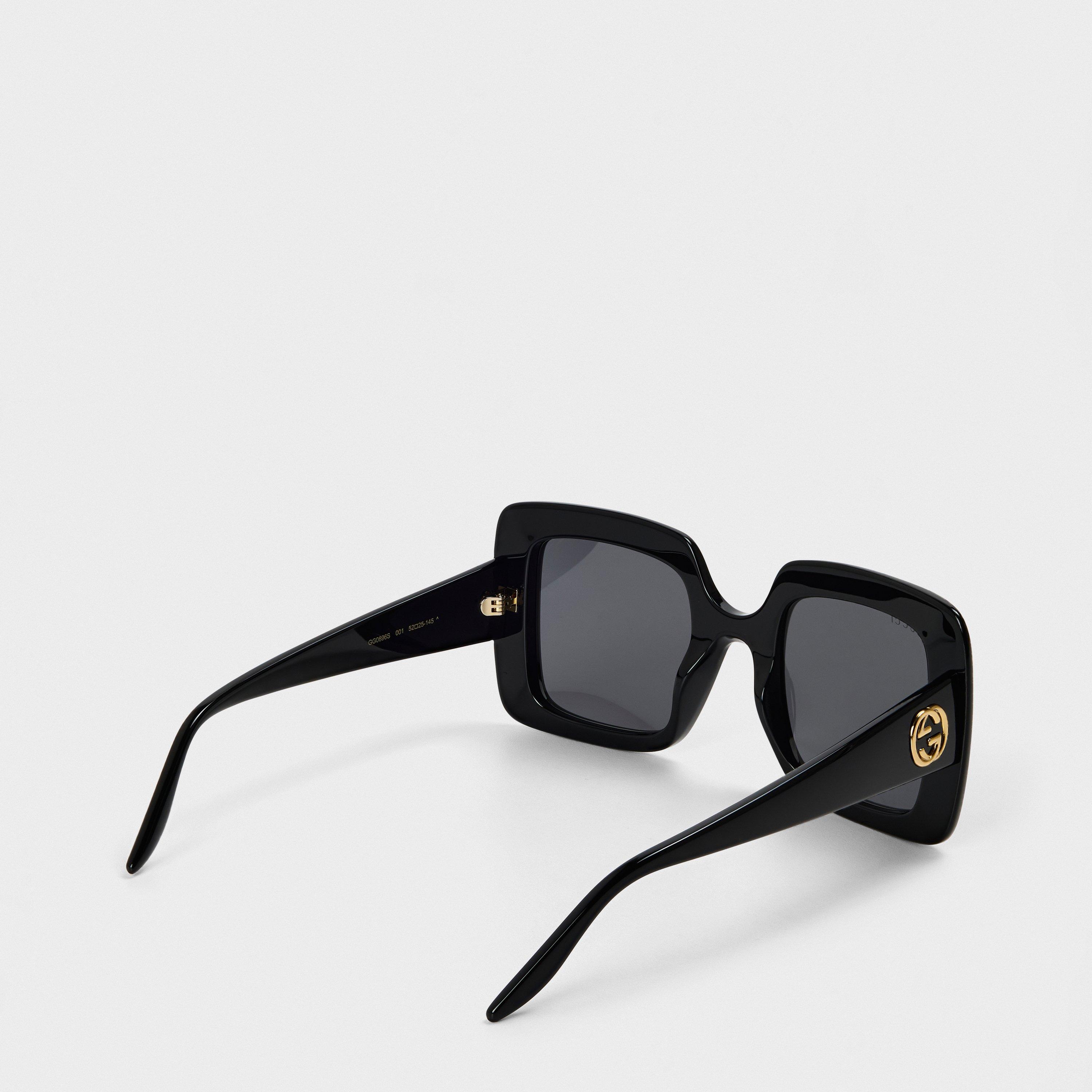 Black/Grey - Gucci - Women's Acetate Square Sunglasses - 2