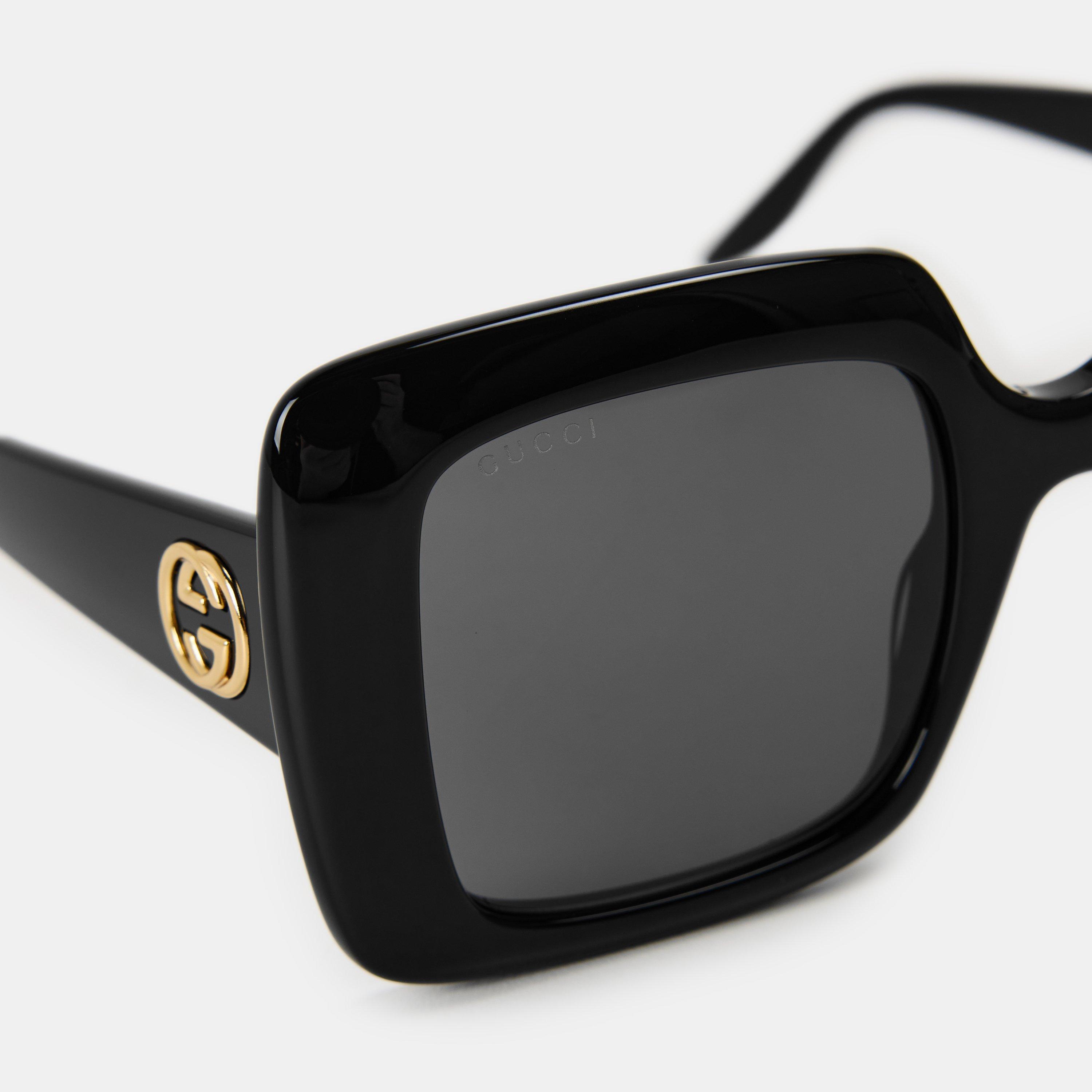 Black/Grey - Gucci - Women's Acetate Square Sunglasses - 3