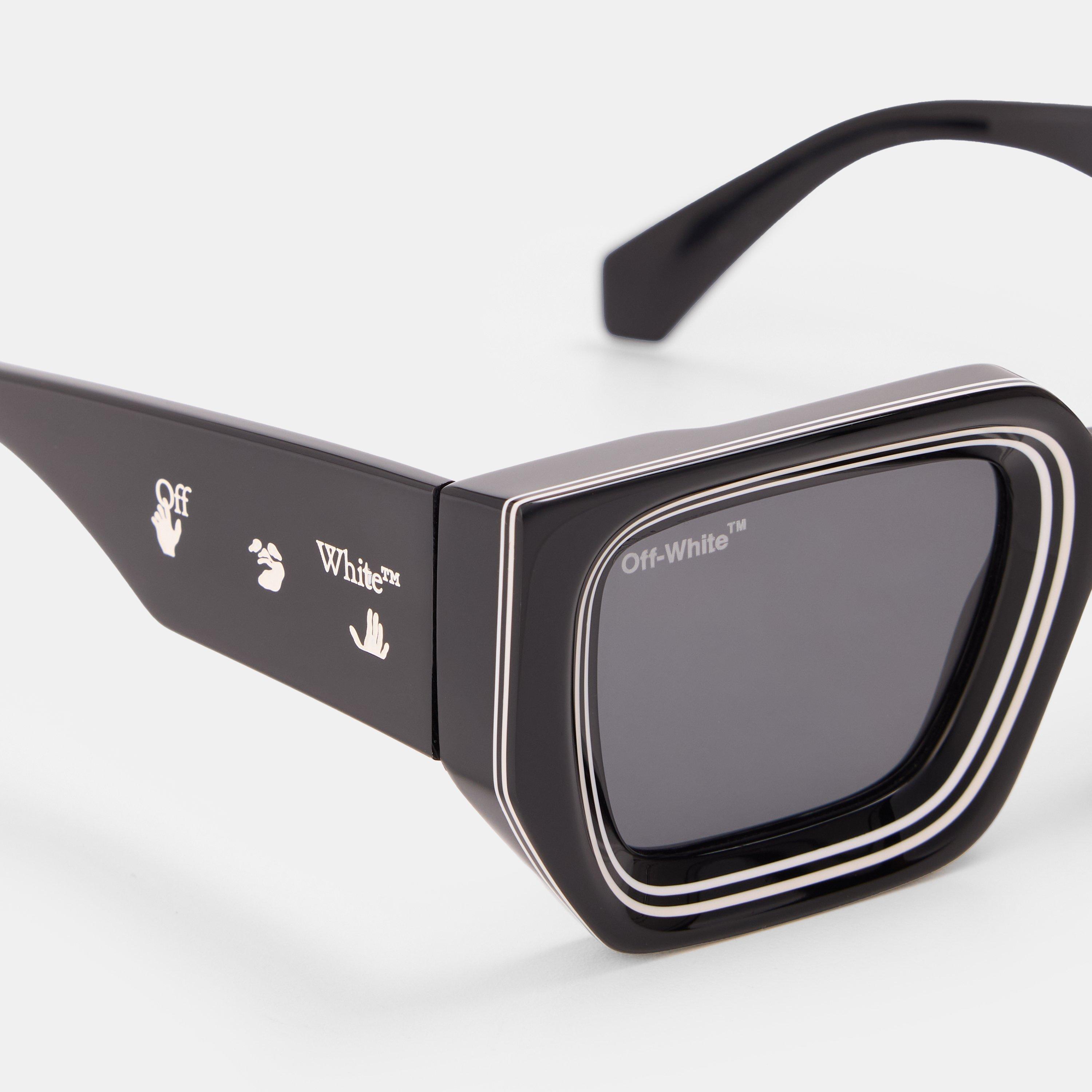 Black/Dark Grey - Off White - Unisex Square Sunglasses, Square Design - 3