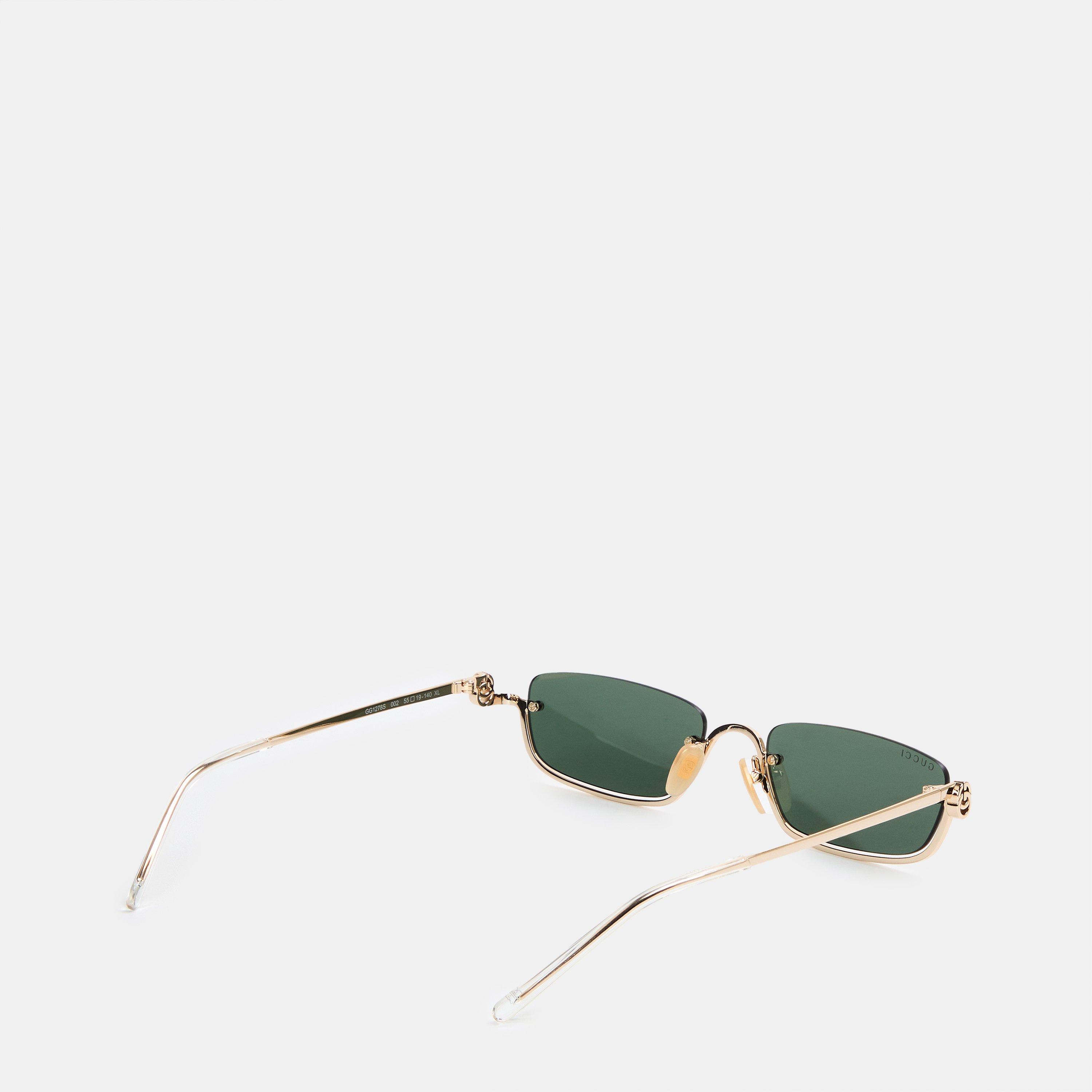  Gold/Green - Gucci - Women's Rectangle Sunglasses - 2