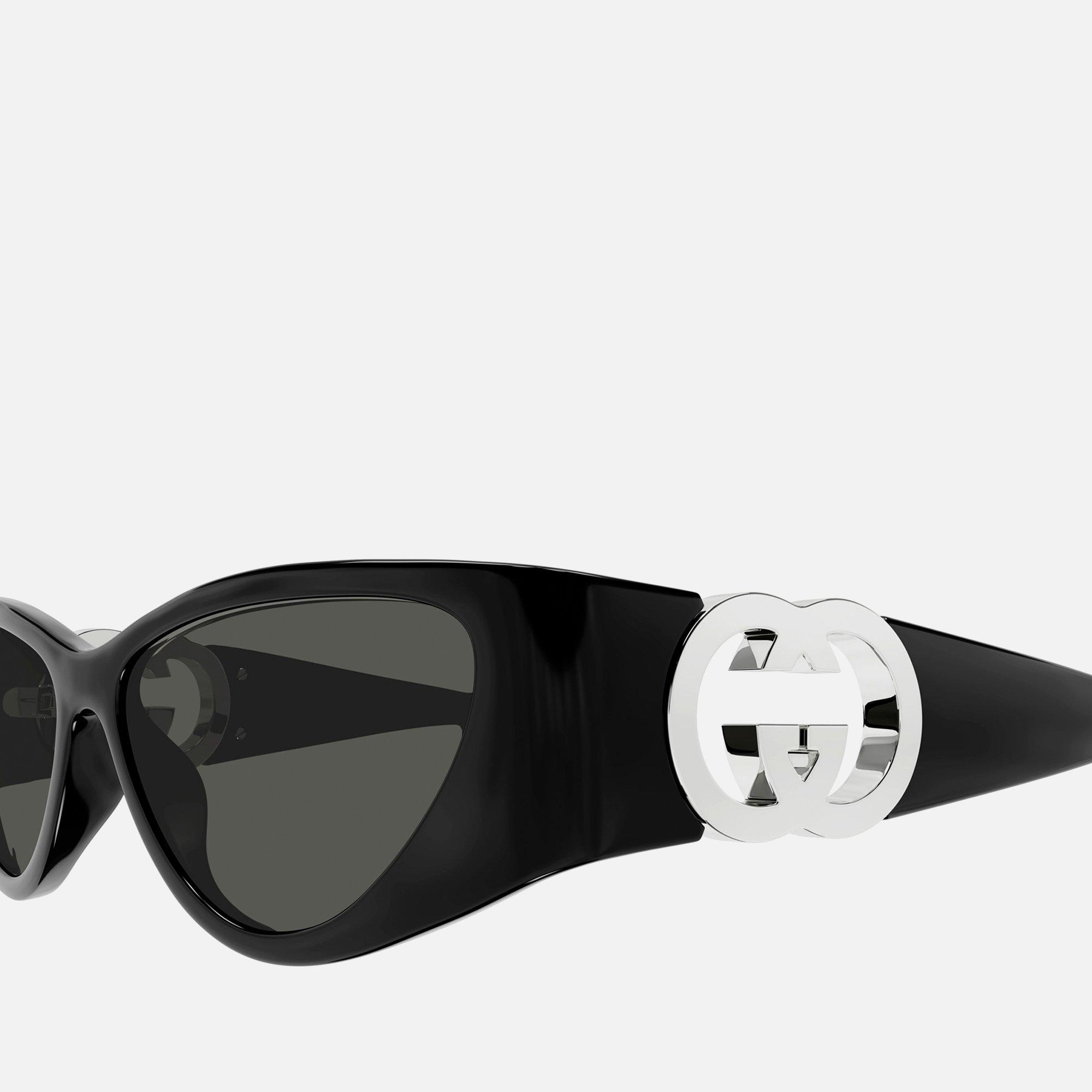  Black/Silver - Gucci - Women's Hailey Cat Eye Sunglasses - 3