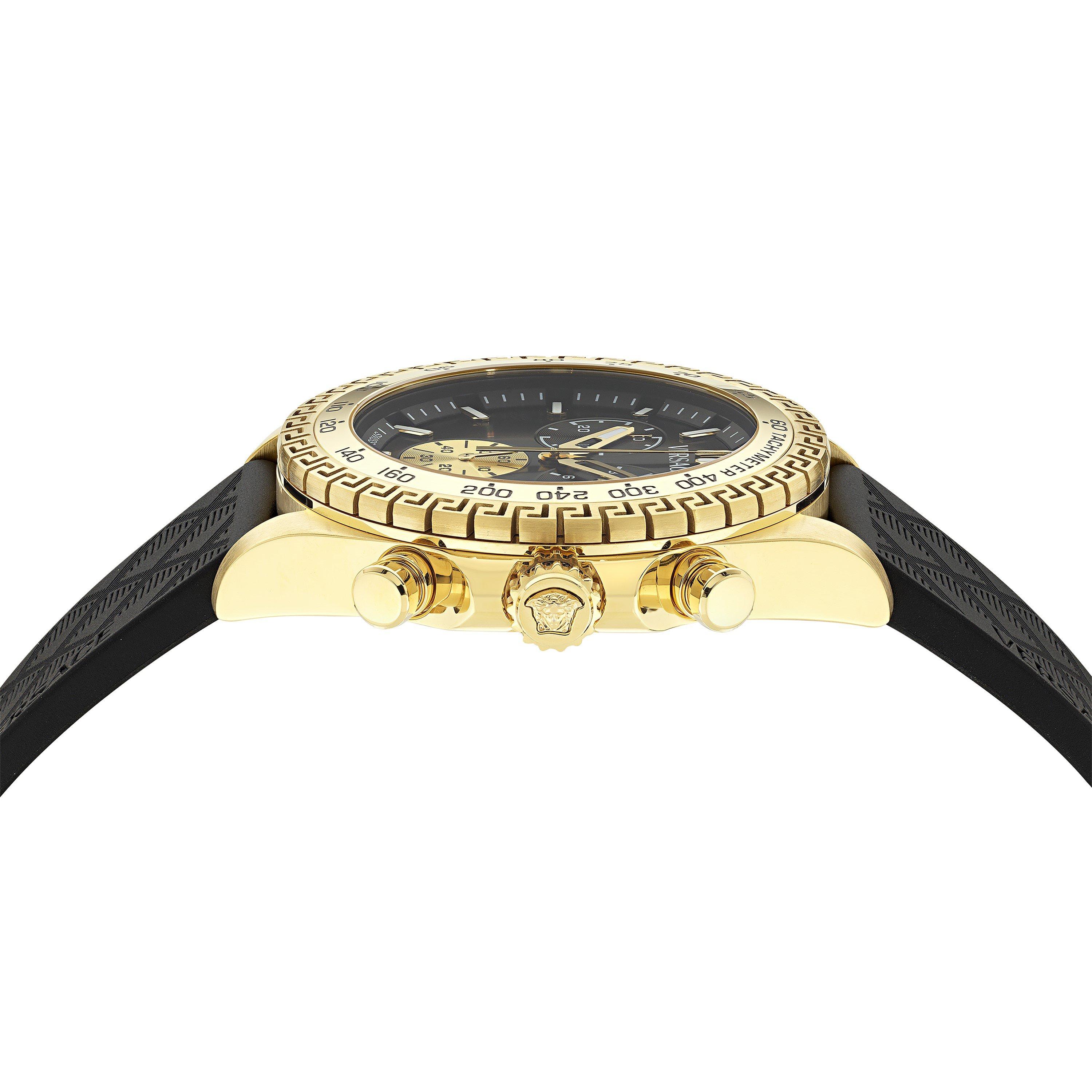 VERSACE クロノグラフ 腕時計 ブラック/ゴールド ヴェルサス ヴェルサーチ 腕時計 メンズ ゴールド ブラック 新品