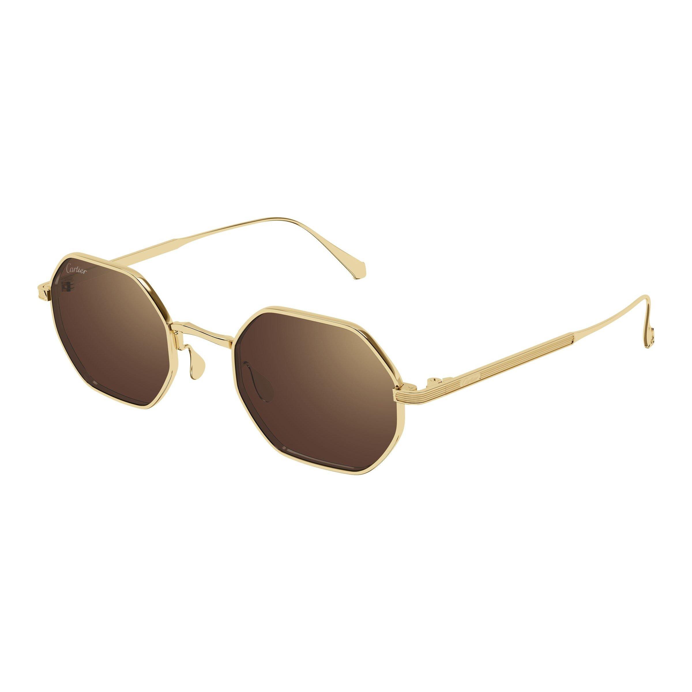 Gold/Black - Cartier - Cartier Mens Hexagonal CT0627S Sunglasses - 1