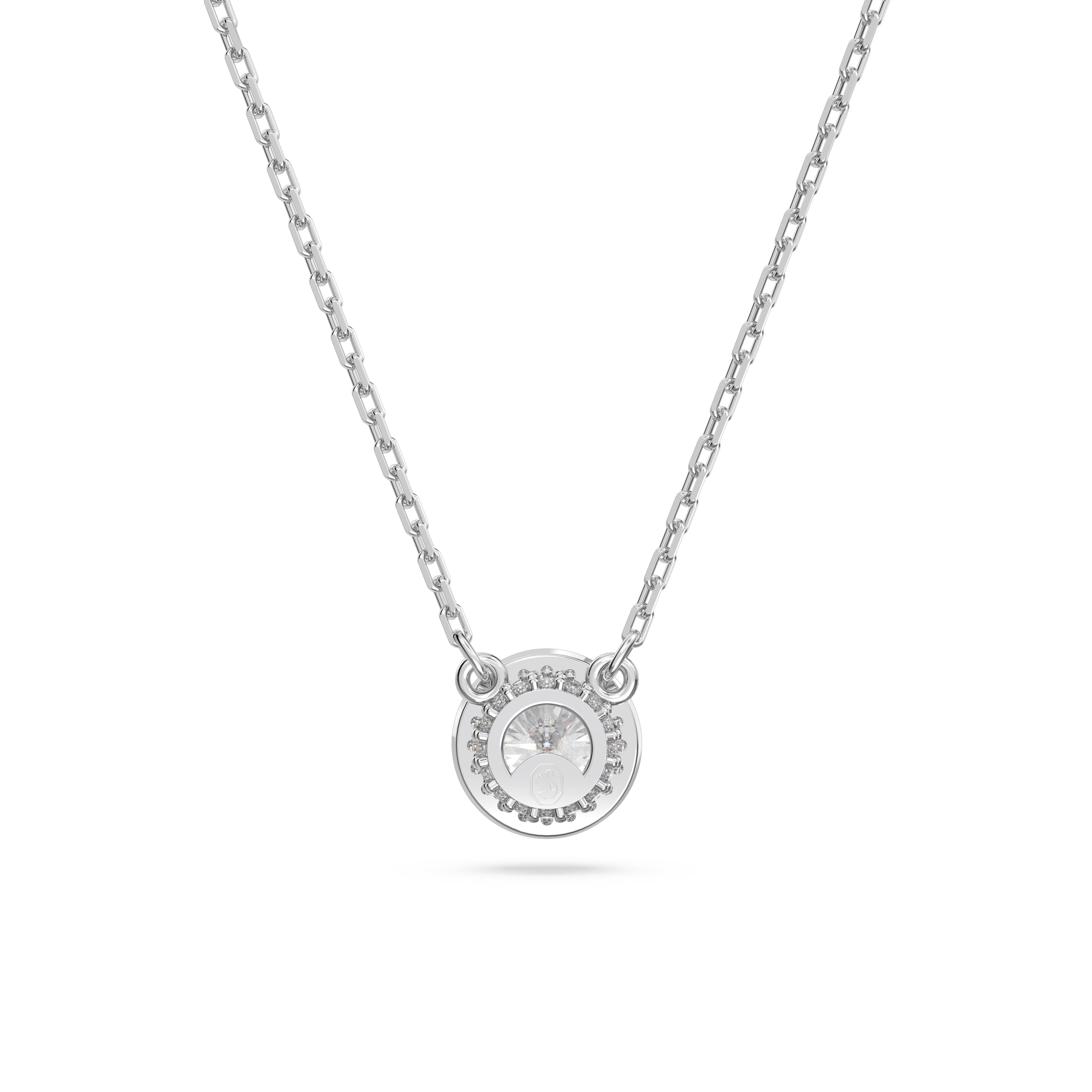 Silver/Crystal - Swarovski - Una Angelic pendant, Round cut, Pavé, White, Rhodium plated - 4