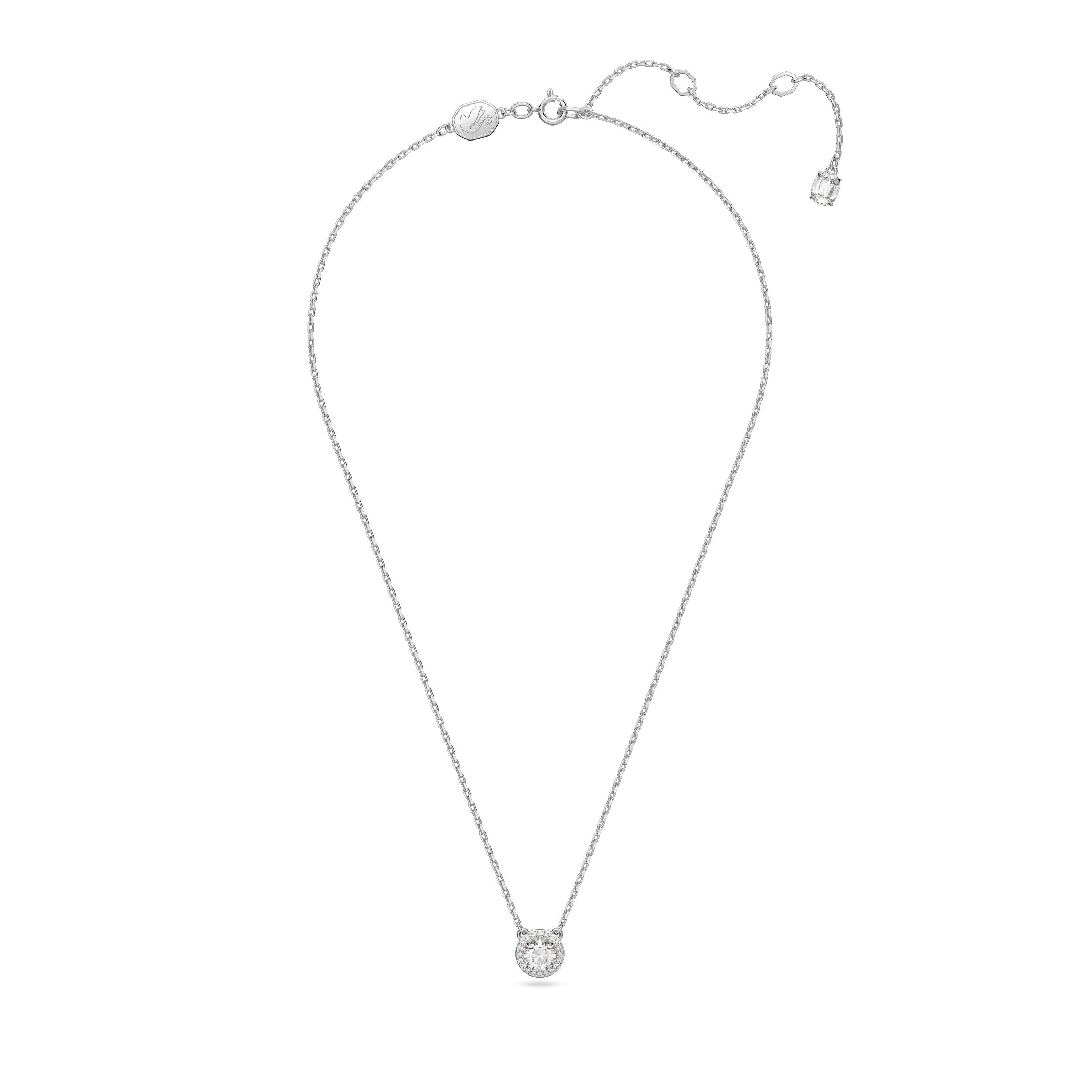 Swarovski Una Angelic pendant, Round cut, Pavé, White, Rhodium plated - Silver/Crystal
