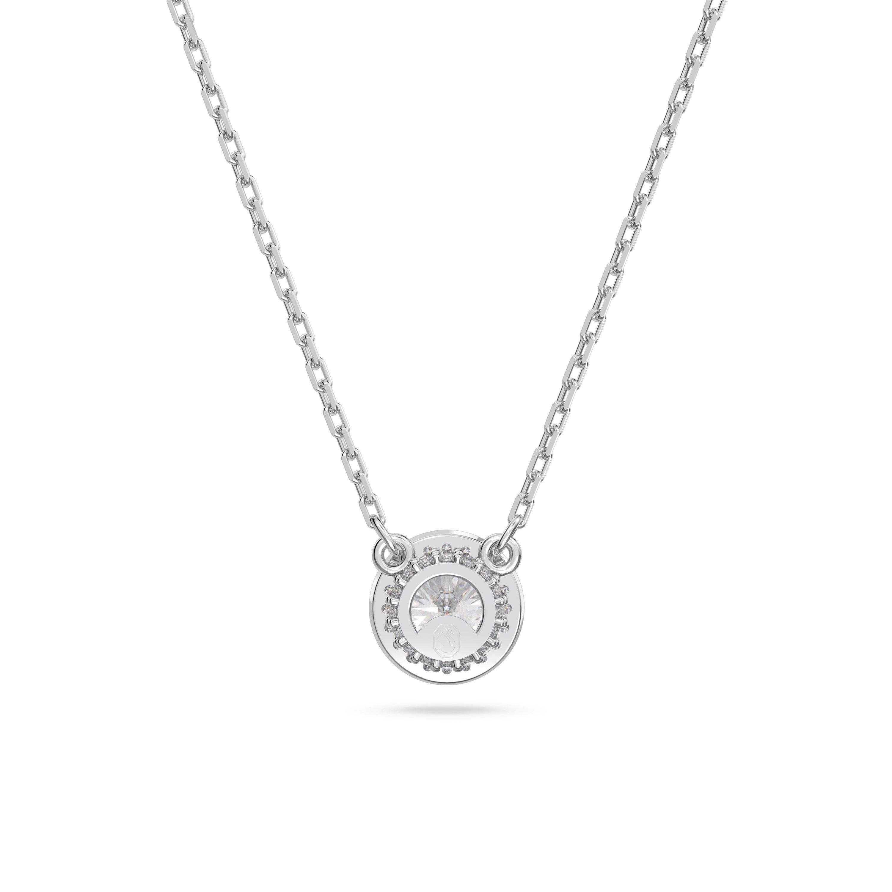 Silver/Crystal - Swarovski - Una Angelic pendant, Round cut, Pavé, White, Rhodium plated - 3