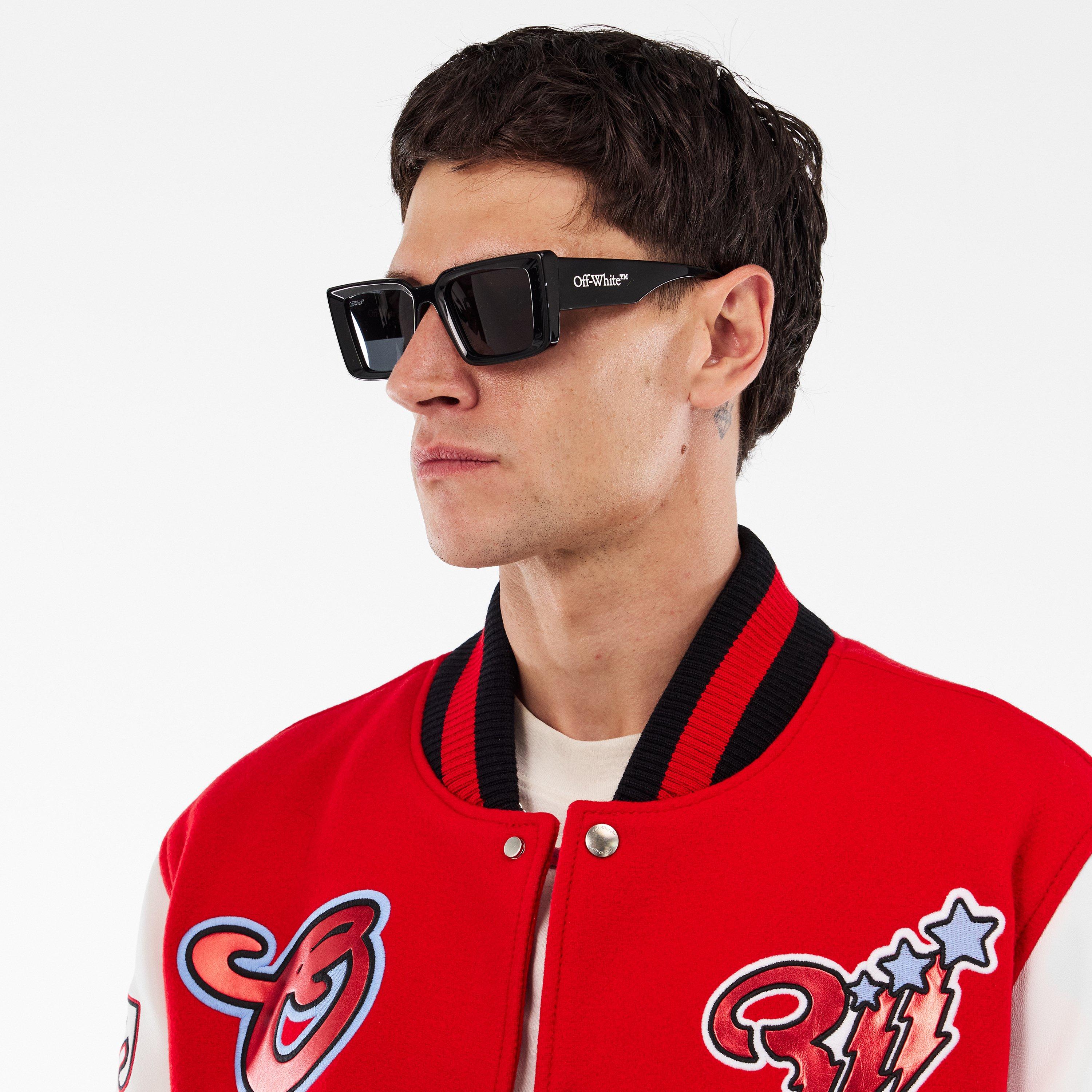 Black/Dark Grey - Off White - Unisex Square Sunglasses, Square Design - 3