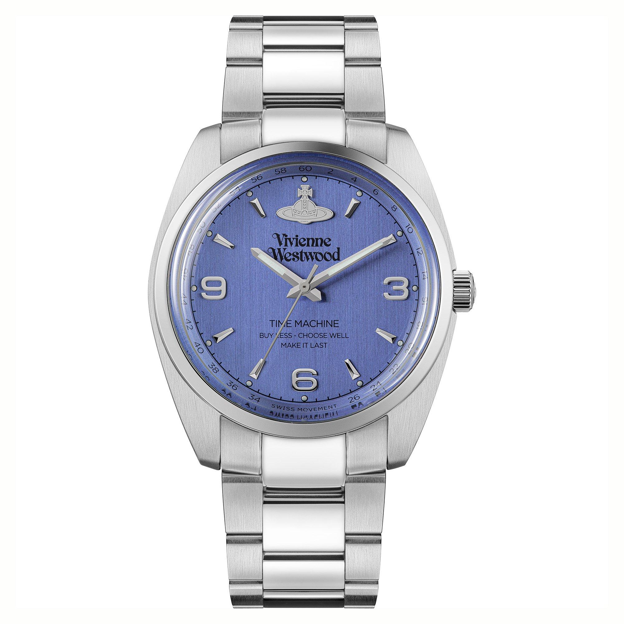 Silver/Blue - Vivienne Westwood - Square Stainless Steel Water Resistant Analogue Quartz Watch - 1