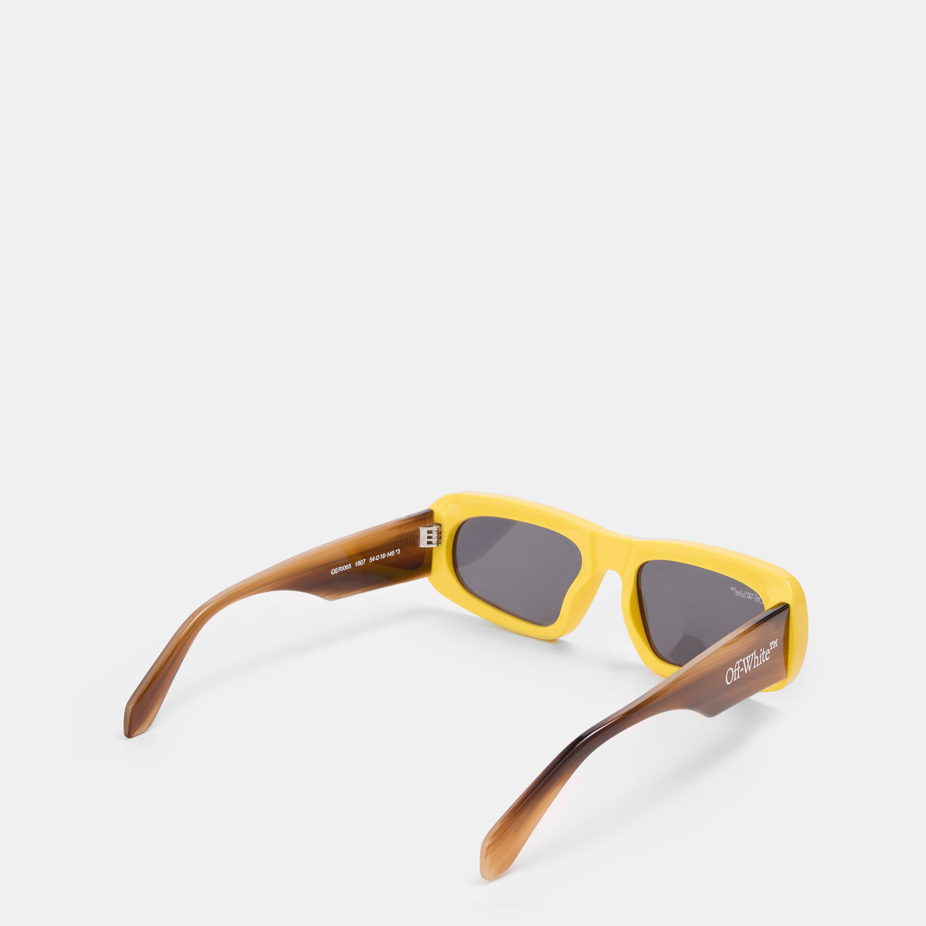 Yellow/Grey - Off White - Unisex Square Sunglasses, Square Design - 2