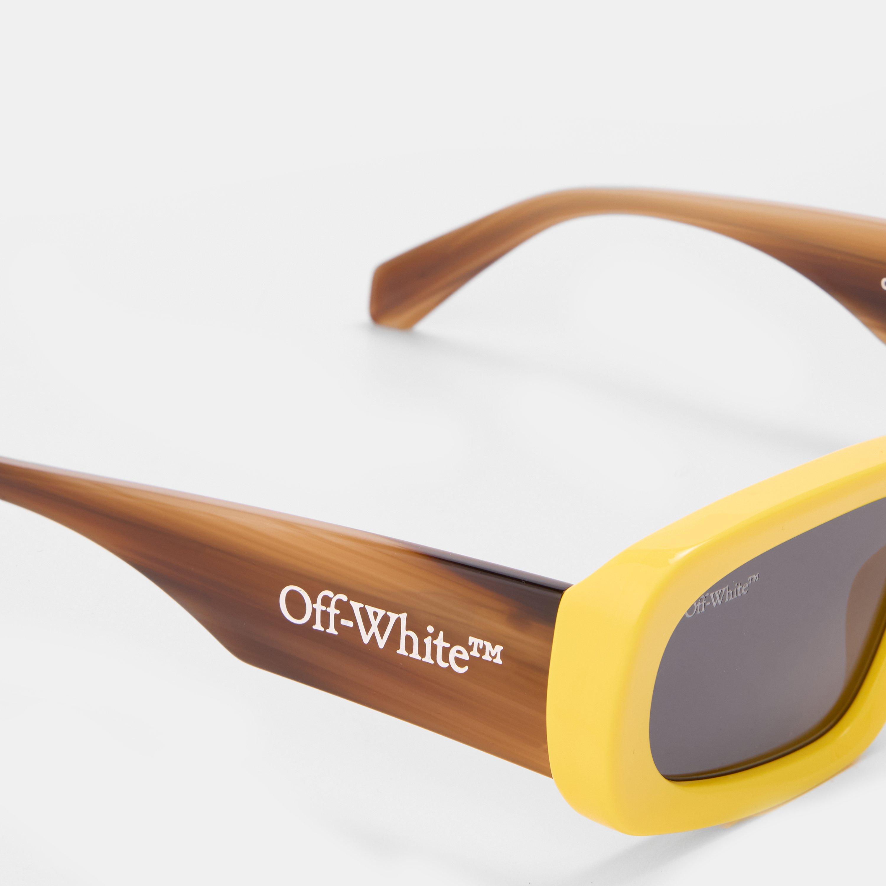 Yellow/Grey - Off White - Unisex Square Sunglasses, Square Design - 3