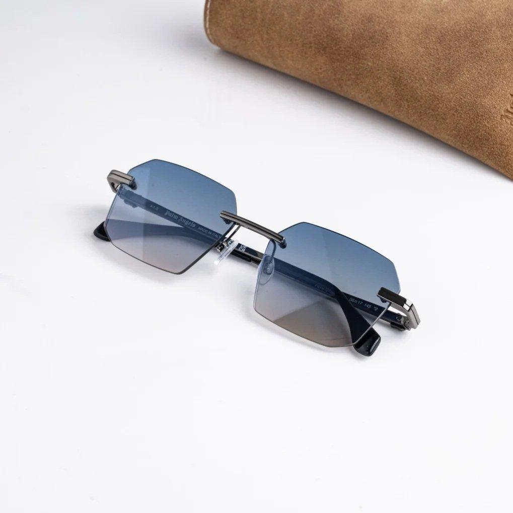 Black/Dark Grey - Palm Angels - Quartz Rectangle Sunglasses - 2