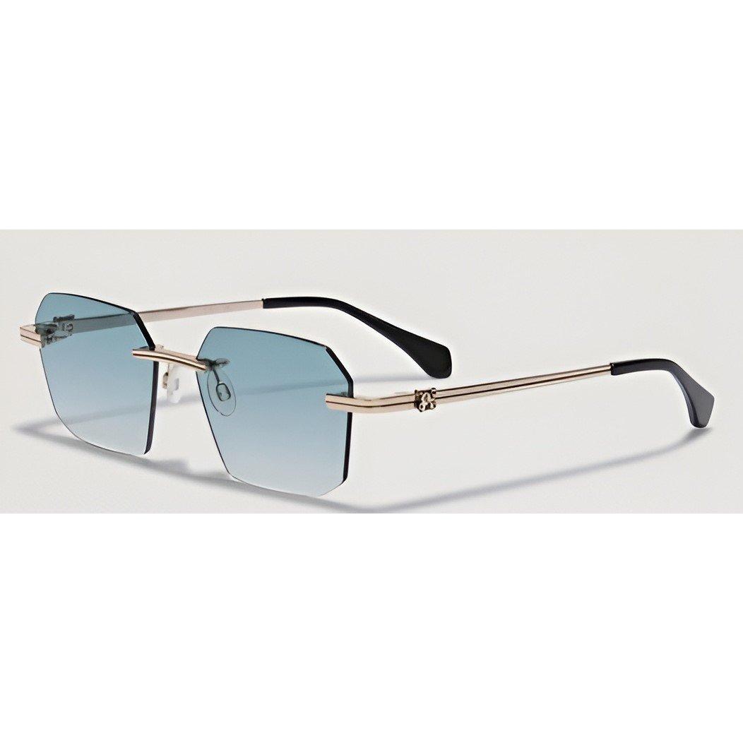 Gold/Grdnt Blue - Palm Angels - Quartz Rectangle Sunglasses - 1