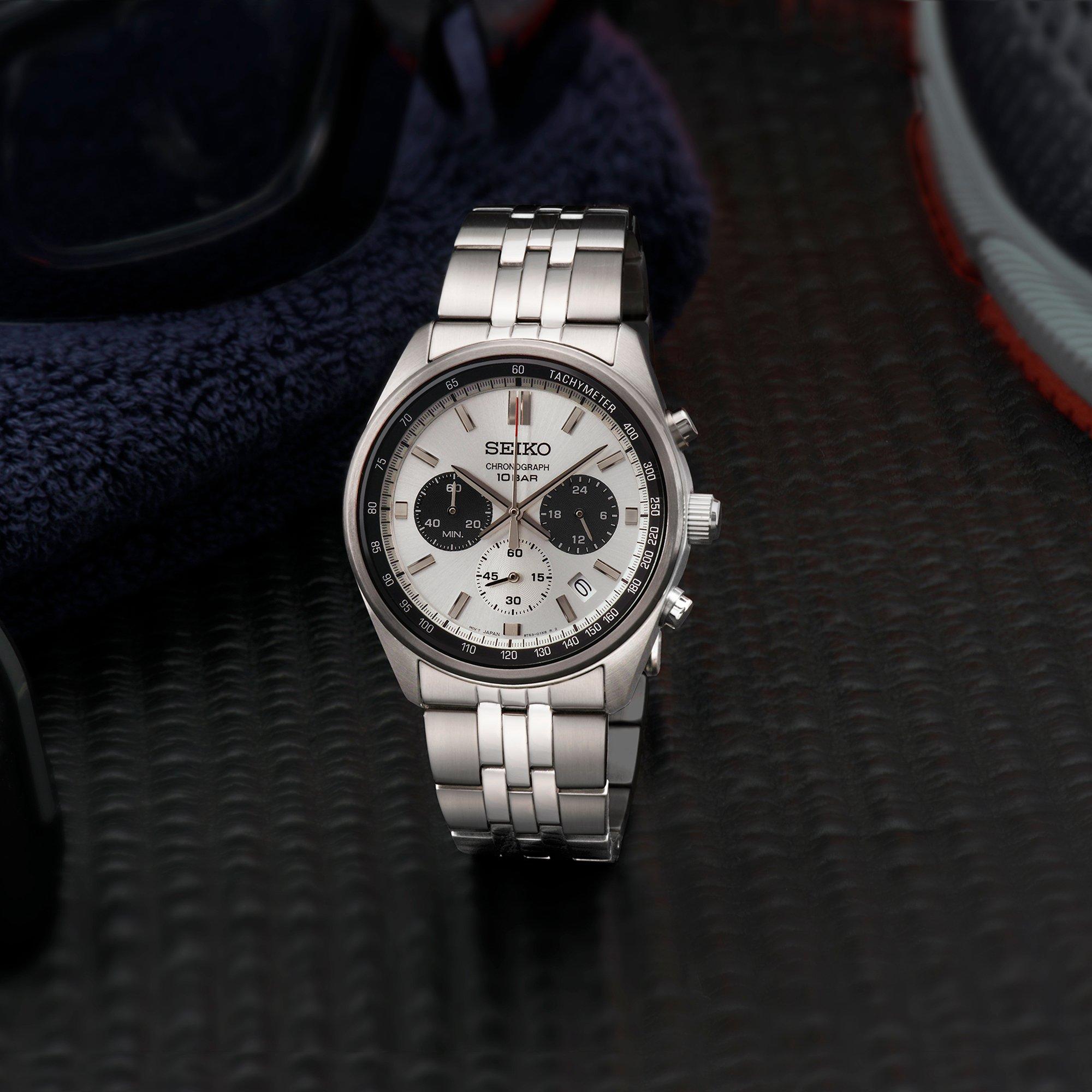 Silver/Silver - Seiko - Men's Chronograph Water Resistant Analogue Quartz Watch - 4