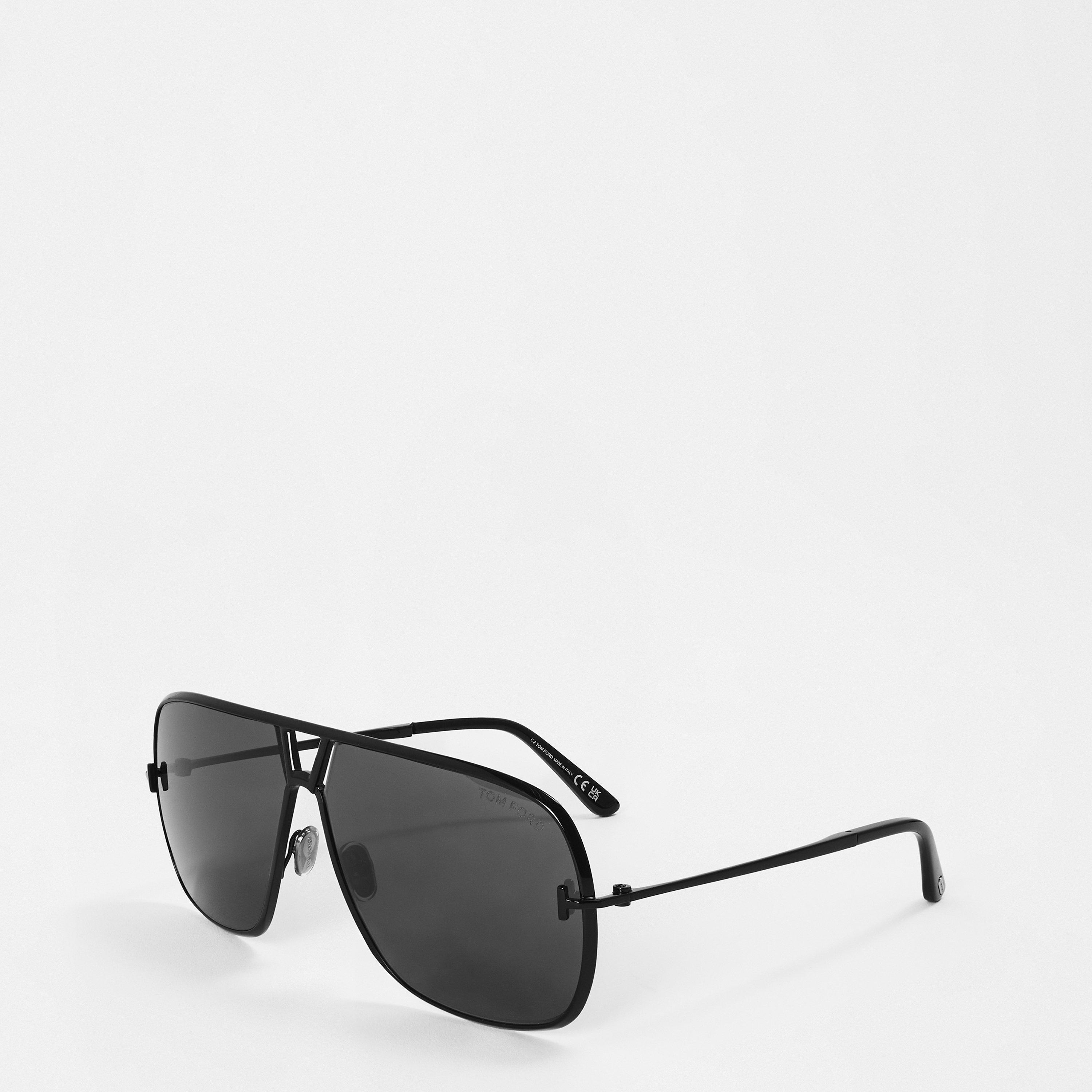 Shiny Black - Tom Ford - Men's Navigator Aviator Sunglasses - 1