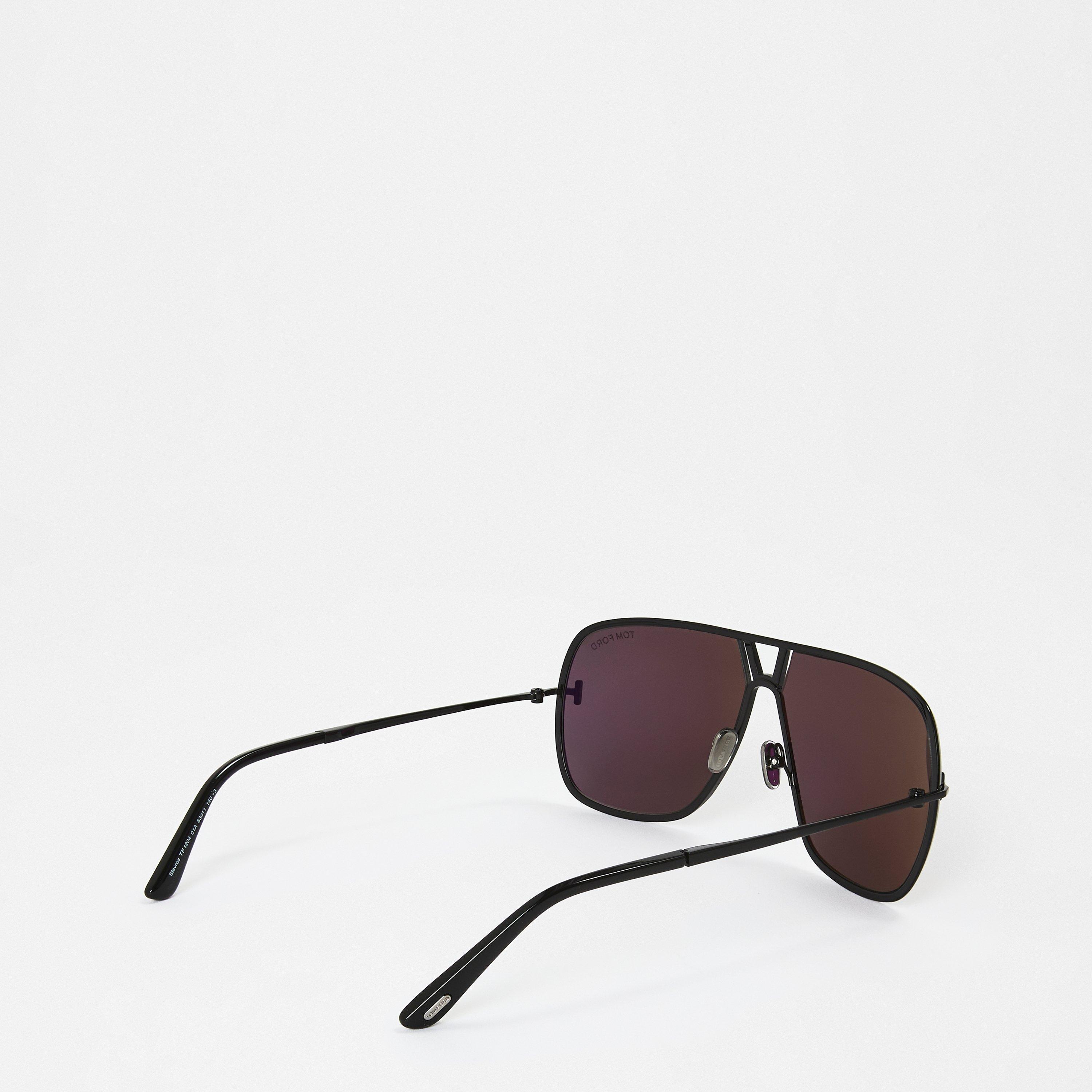 Shiny Black - Tom Ford - Men's Navigator Aviator Sunglasses - 2