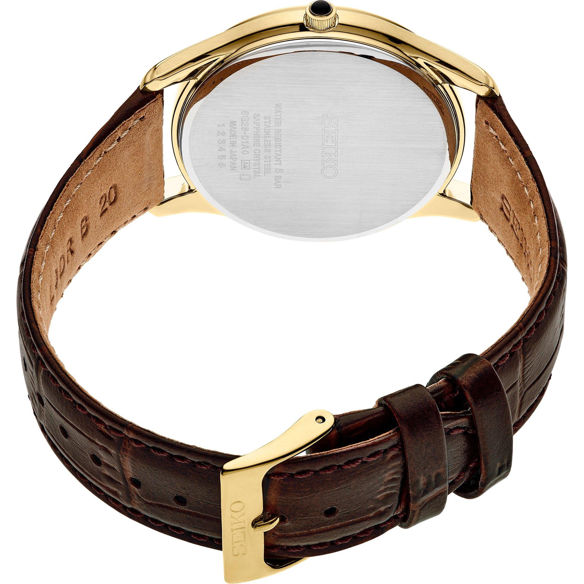 White/Gold - Seiko - Men's Classic Analogue Quartz Watch - 3