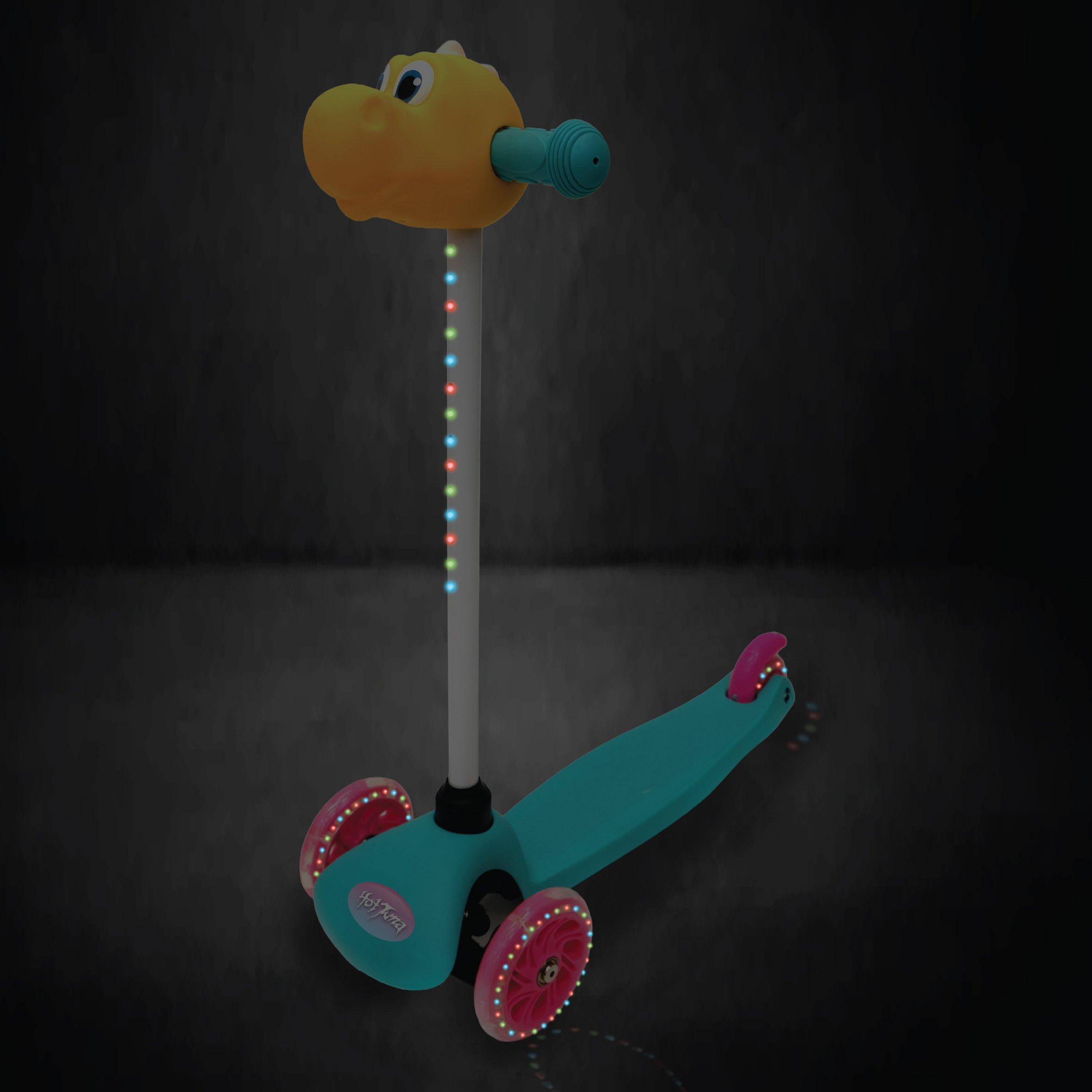 Green/Yellow - Hot Tuna - Kids 3D Lightup Kick Scooter - 4