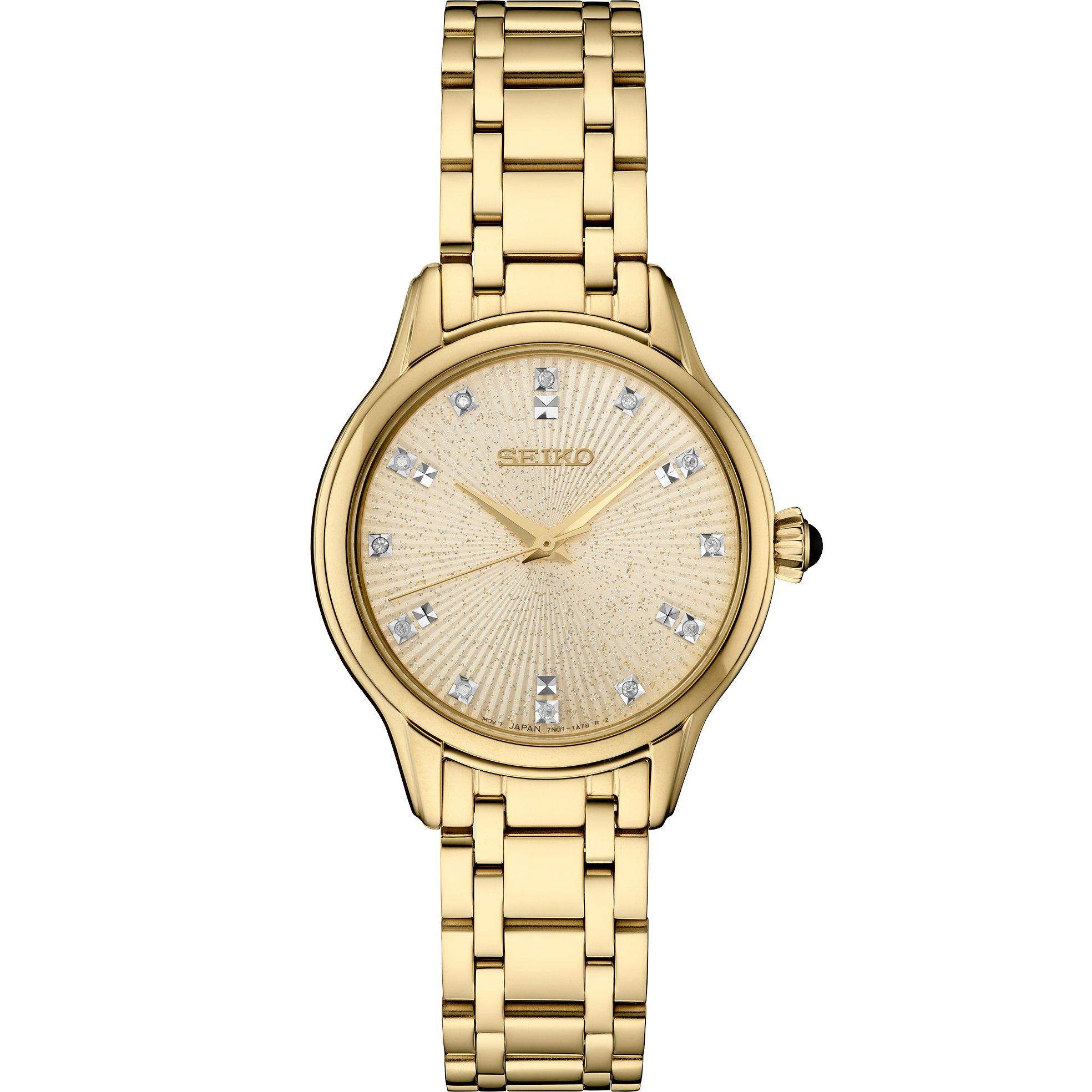 Seiko  Diamond Set Analogue Quartz Watch - Gold/Gold