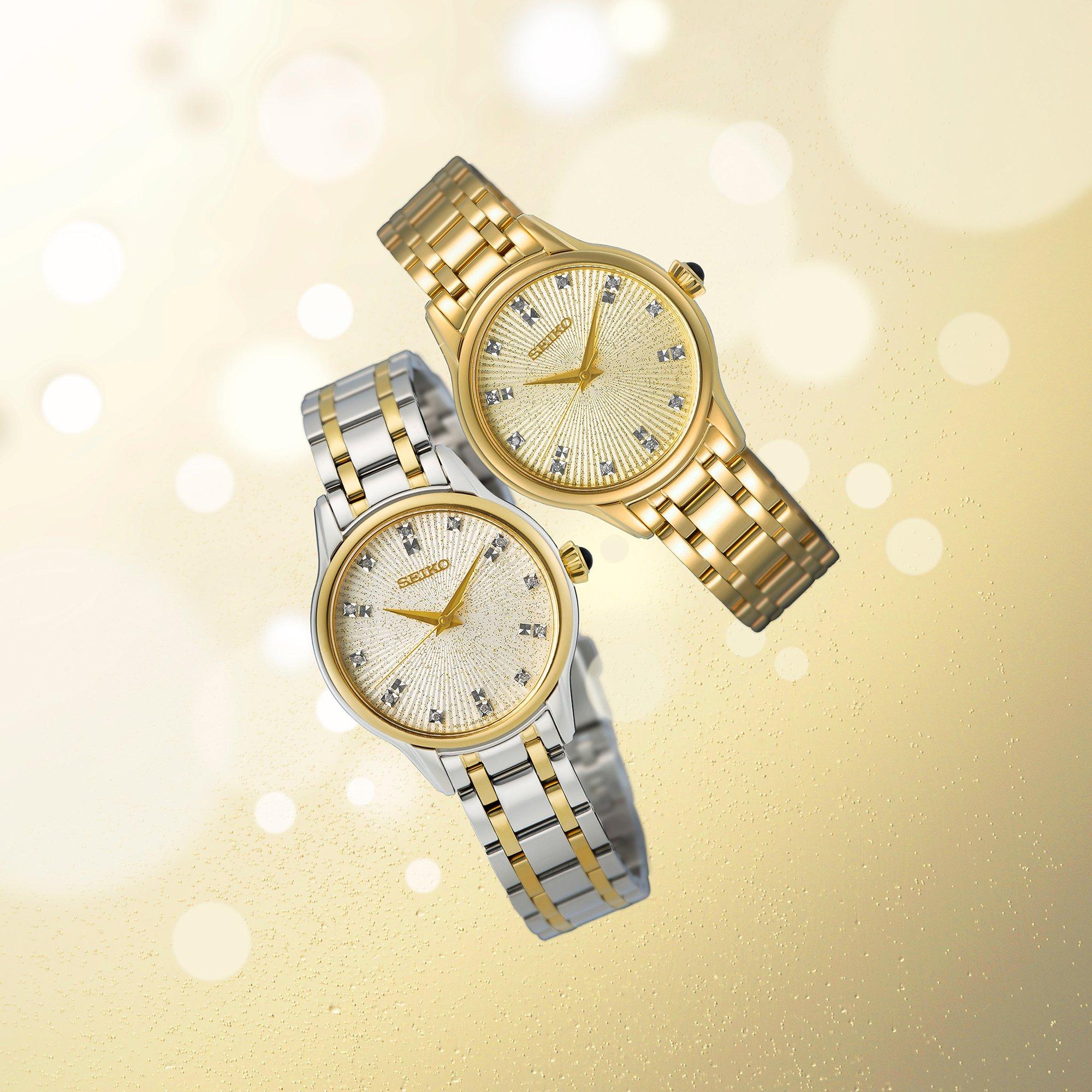 Yellow/Multi - Seiko - Unisex Adults Diamond Set Analogue Quartz Watch - 4