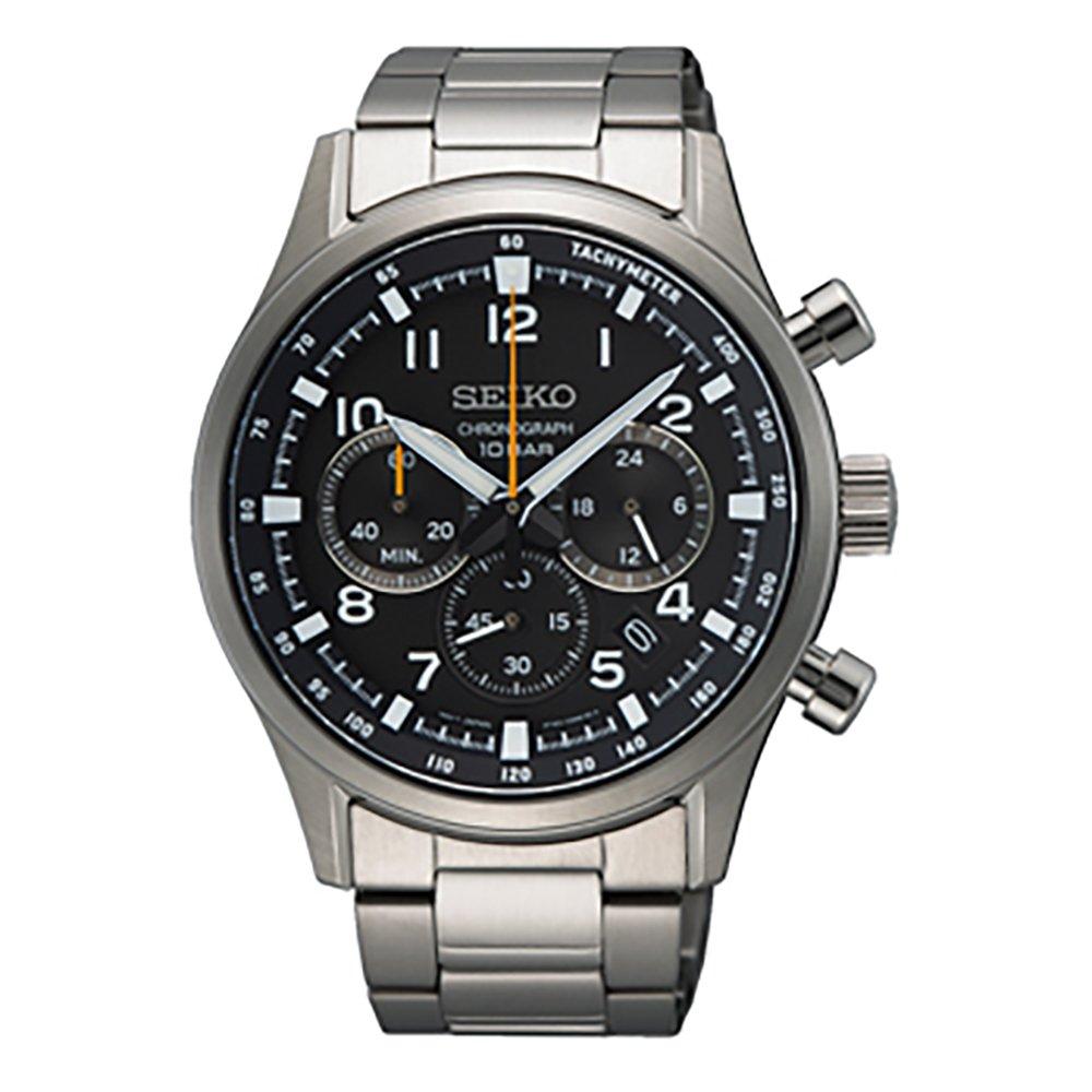 Seiko Men's Chronograph Quartz Analogue Watch - Black/Grey