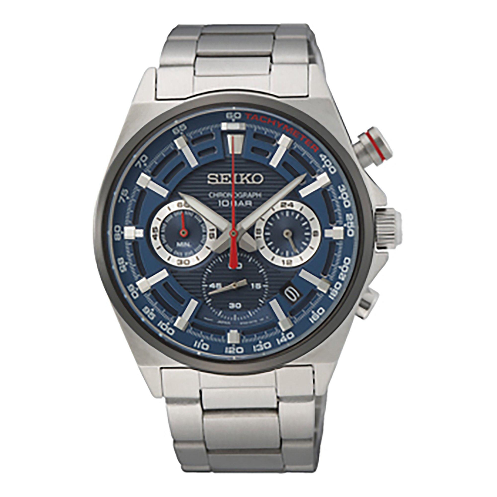 Seiko Men's Chronograph Quartz Analogue Watch - Blue/Grey