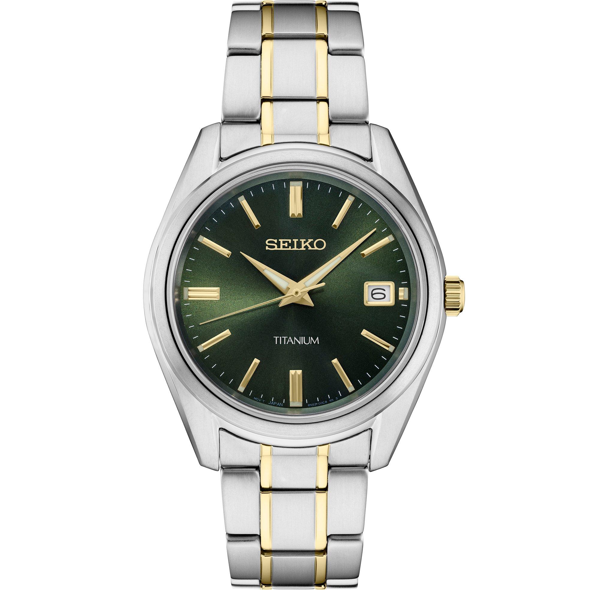 Seiko Men's Classic Date Quartz Analogue Quartz Watch - Green/Grey