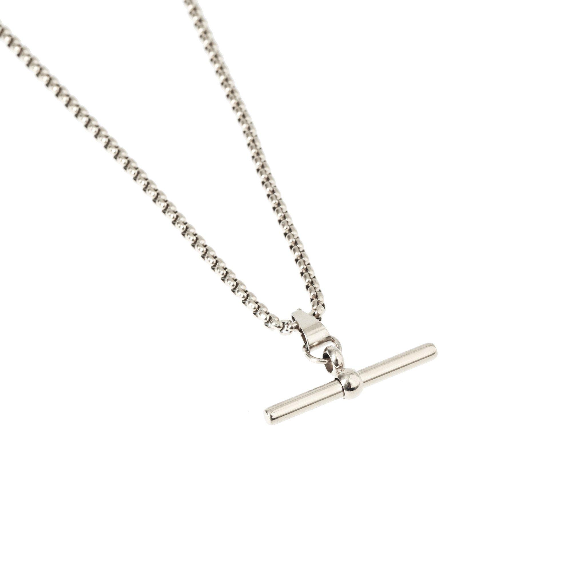 Argent - Fabric - Men's T Bar Metal Chain Necklaces - 2