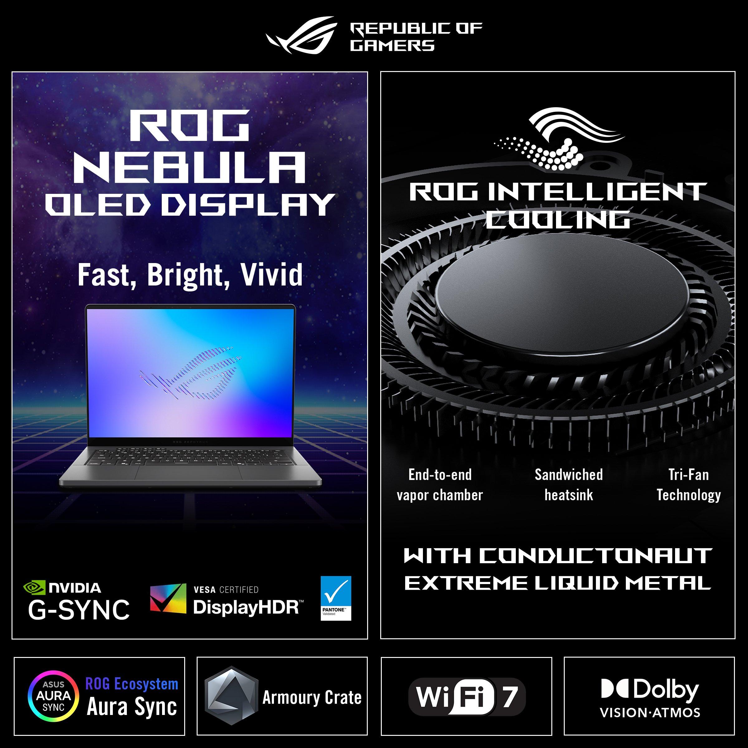 Black - ASUS - ASUS ROG Zephyrus G14 14 3K OLED 120Hz Gaming Laptop - Ryzen AI 9 465 16GB RAM 1TB SSD RTX 5060 - 11
