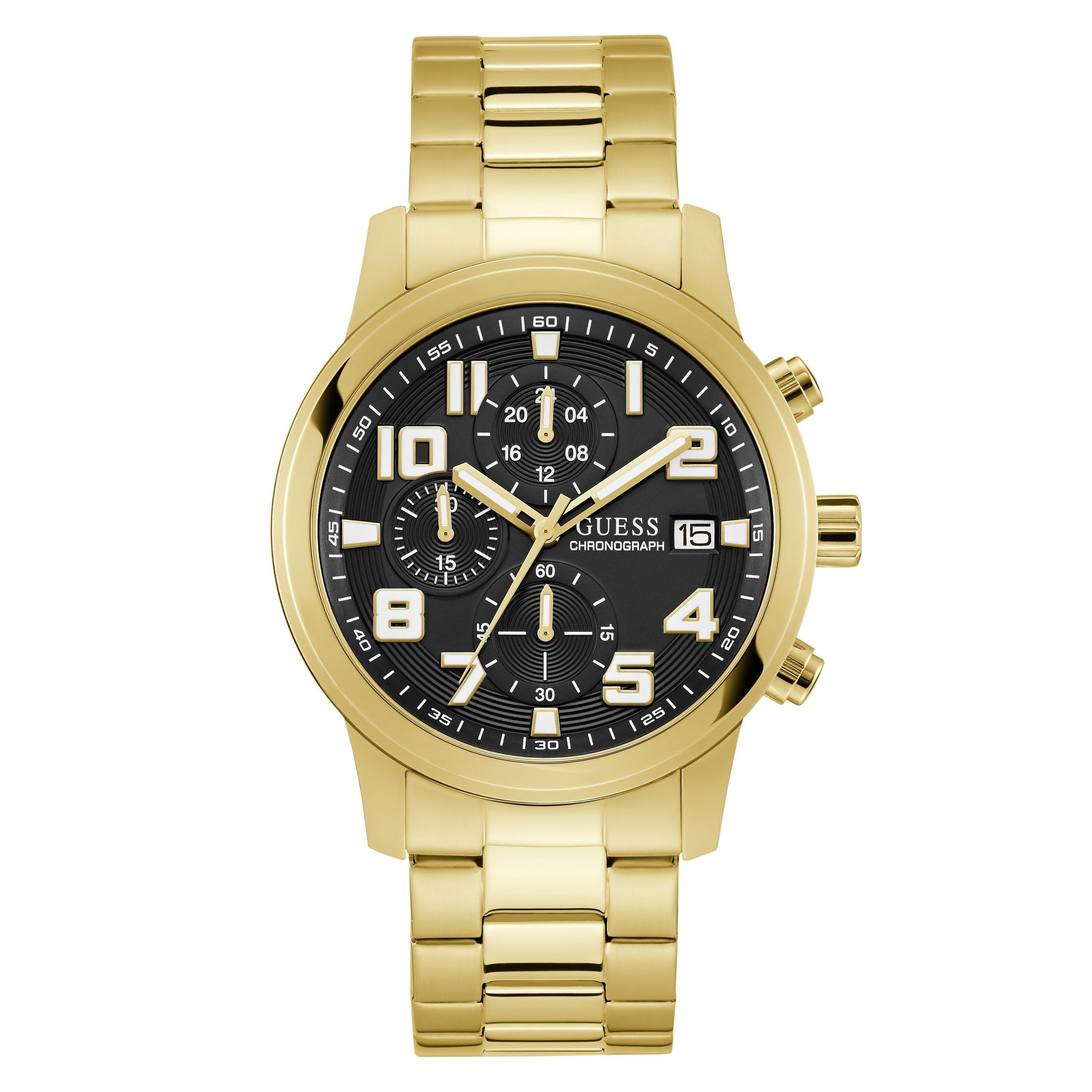 Black/Gold - Guess - Men's Atticus Analogue Quartz Watch - 1