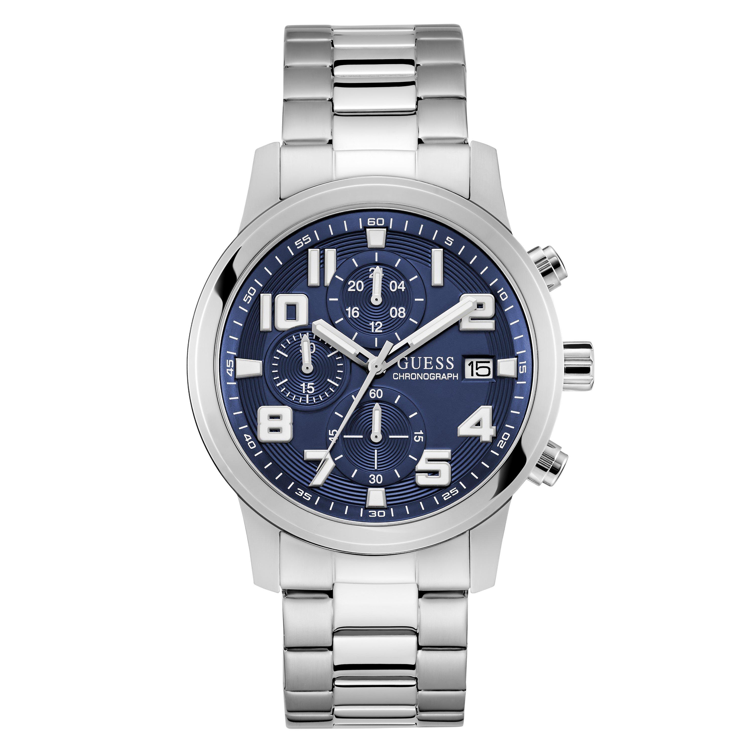 Azul/Prata - Guess - Men's Atticus Analogue Quartz Watch - 1