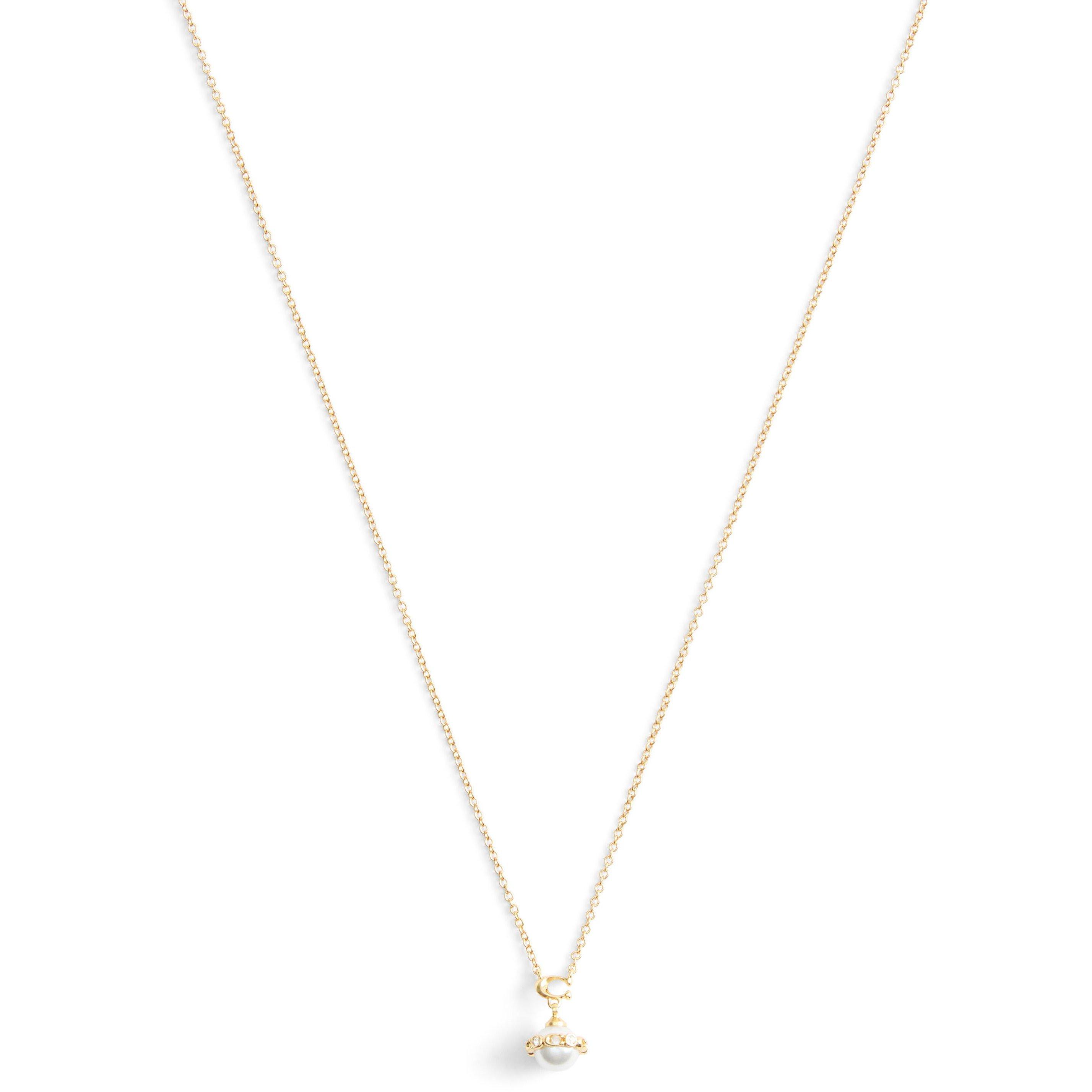 GOLD/PEARL - Coach - Women's Junior Orb Pendant Necklace - 2