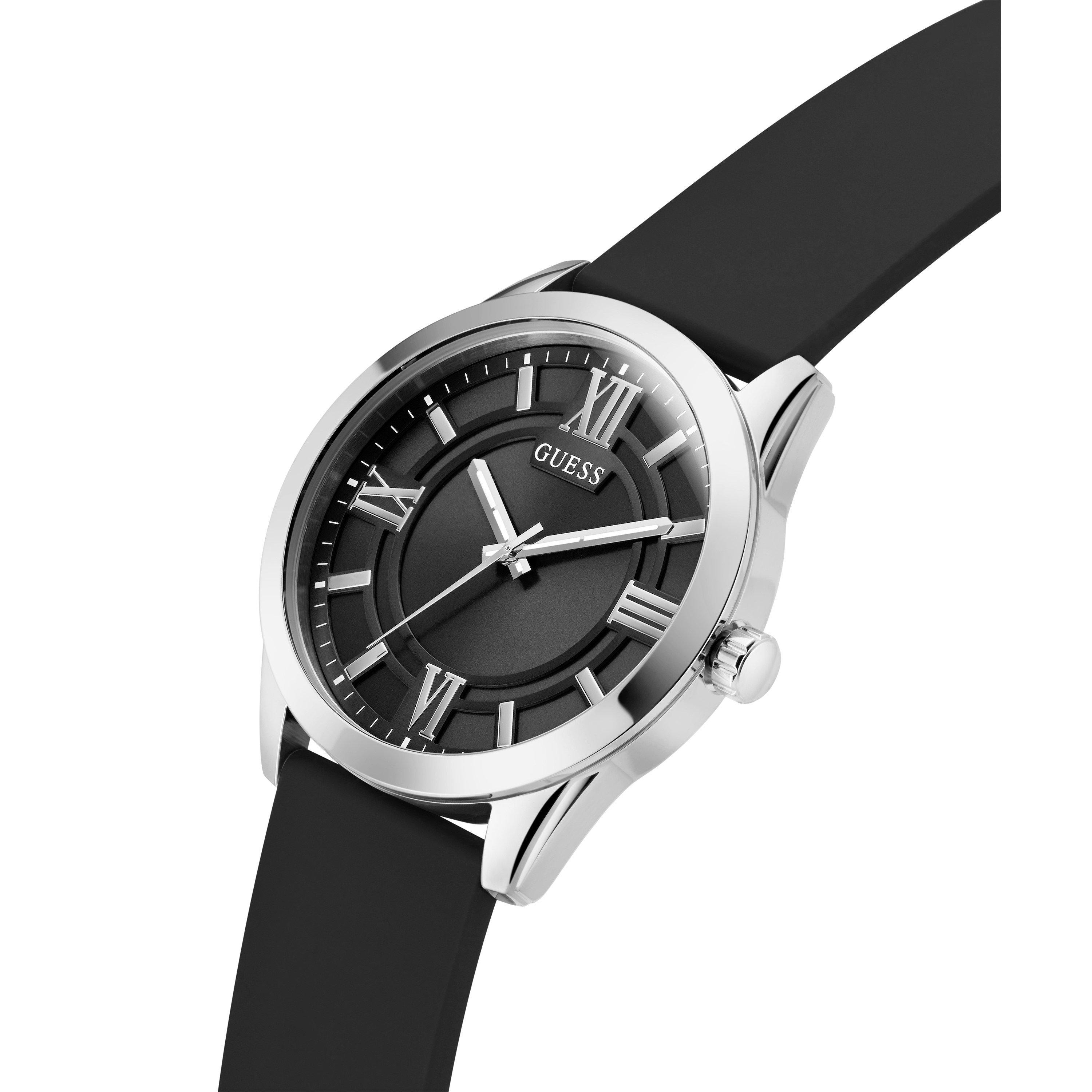 Schwarz/Silber - Guess - Men's Elliot Analogue Quartz Watch - 4